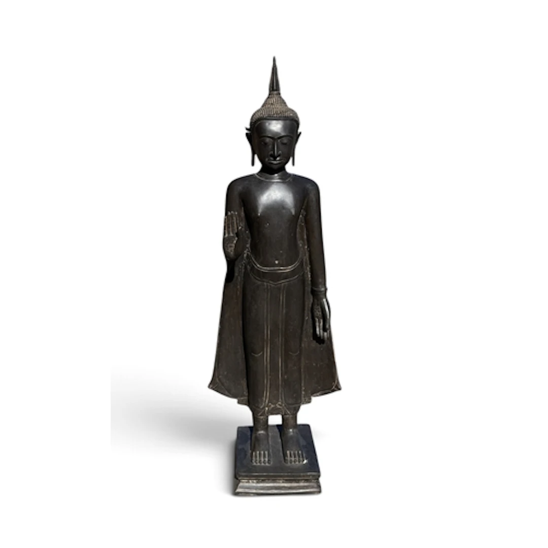 A LARGE FLOOR STANDING BRONZE SCULPTURE OF THE BUDDHA 138cm ...