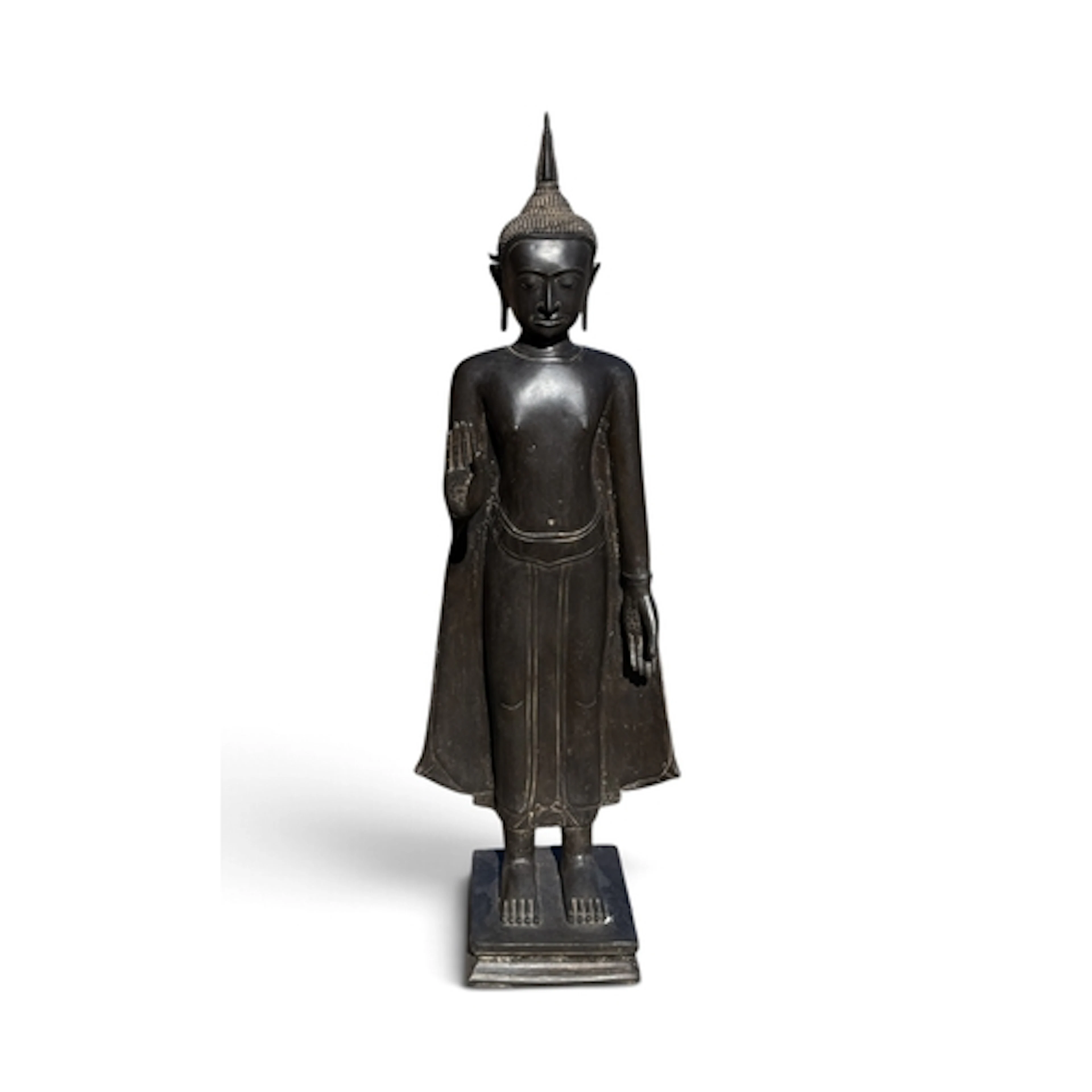 A LARGE FLOOR STANDING BRONZE SCULPTURE OF THE BUDDHA 138cm ...