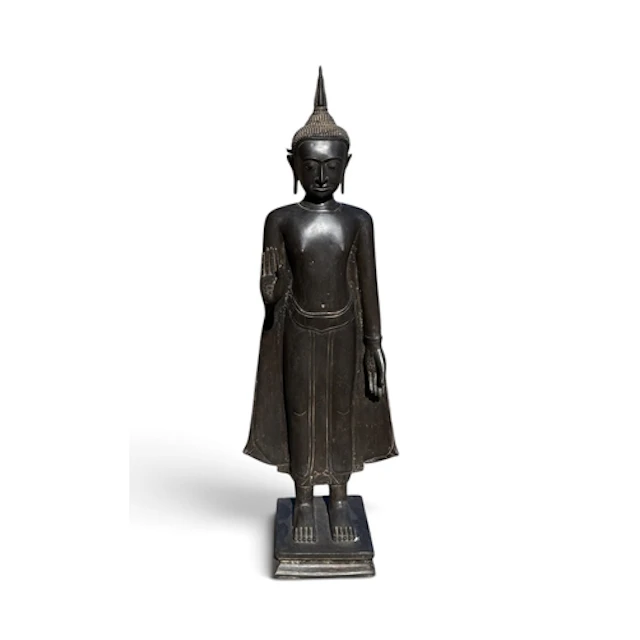 A LARGE FLOOR STANDING BRONZE SCULPTURE OF THE BUDDHA 138cm ...