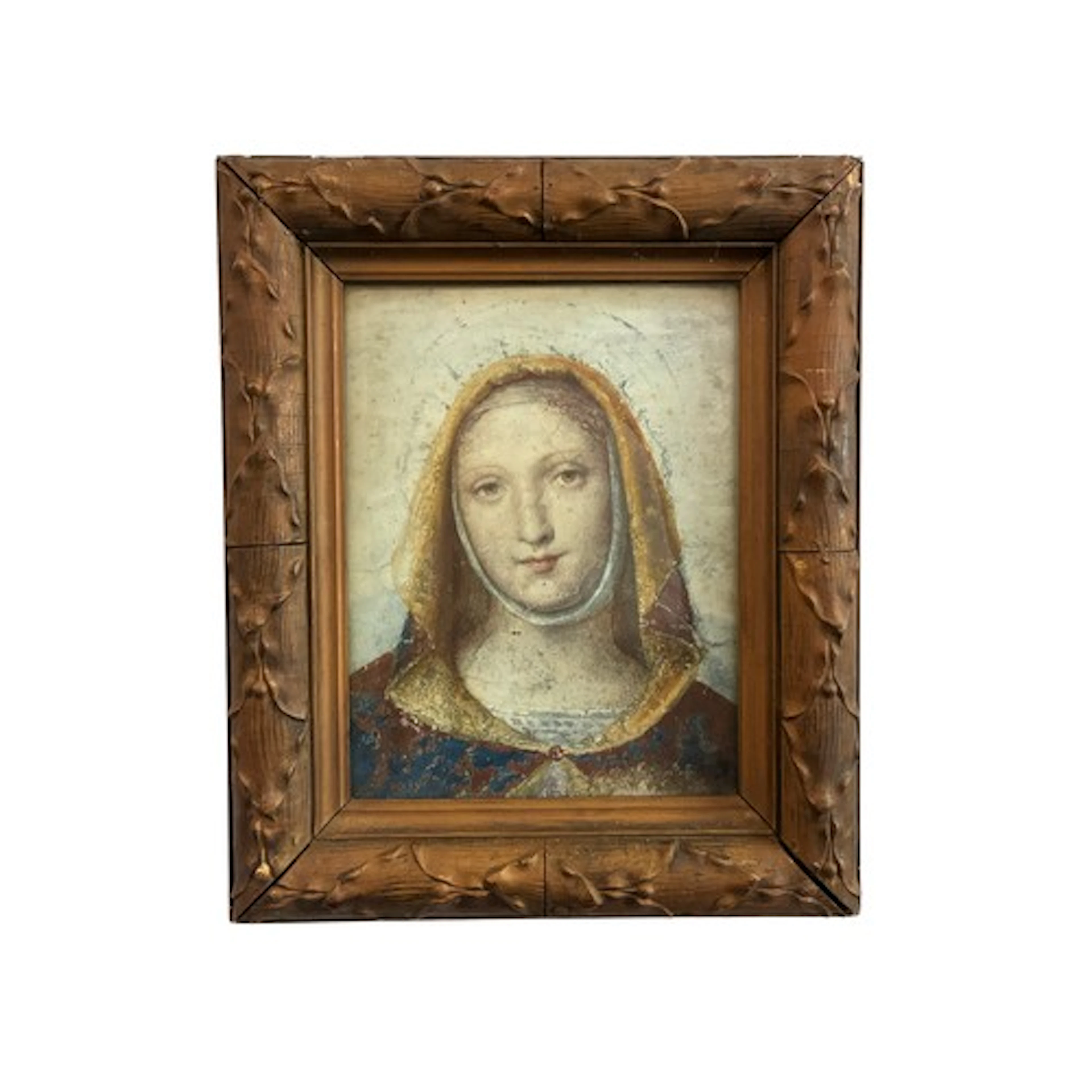 An Art Nouveau laurel leaf frame containing a print of Testa...