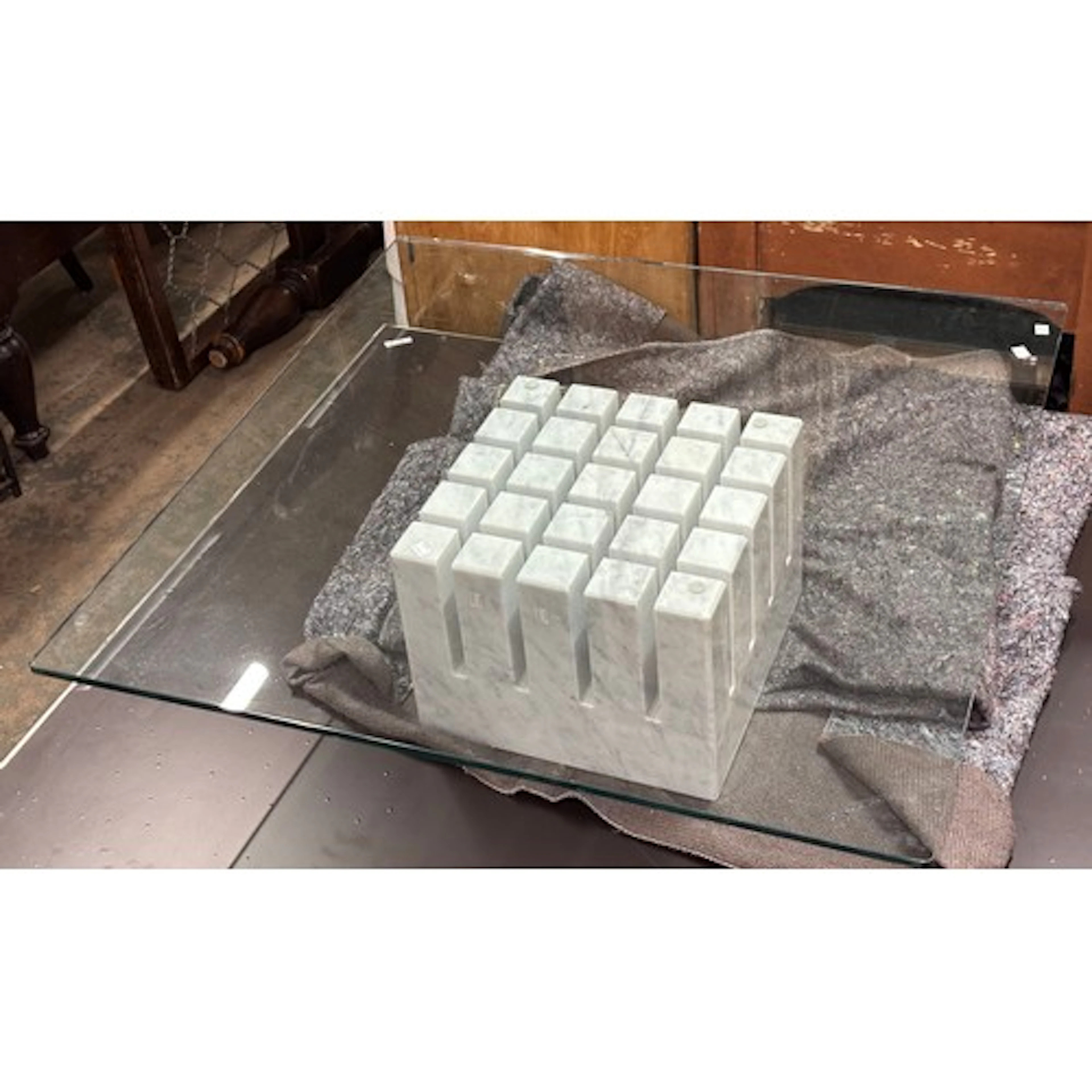 A Cattelan Italia 'Scacco' marble and glass coffee table, 10...