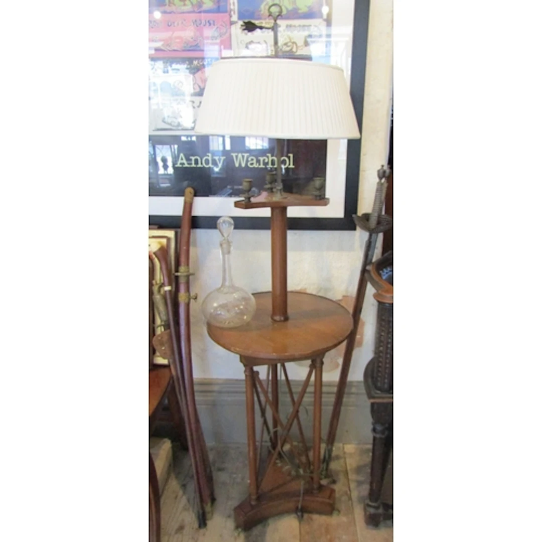 Walnut Standard Lamp with Integral Circular Form Occasional ...