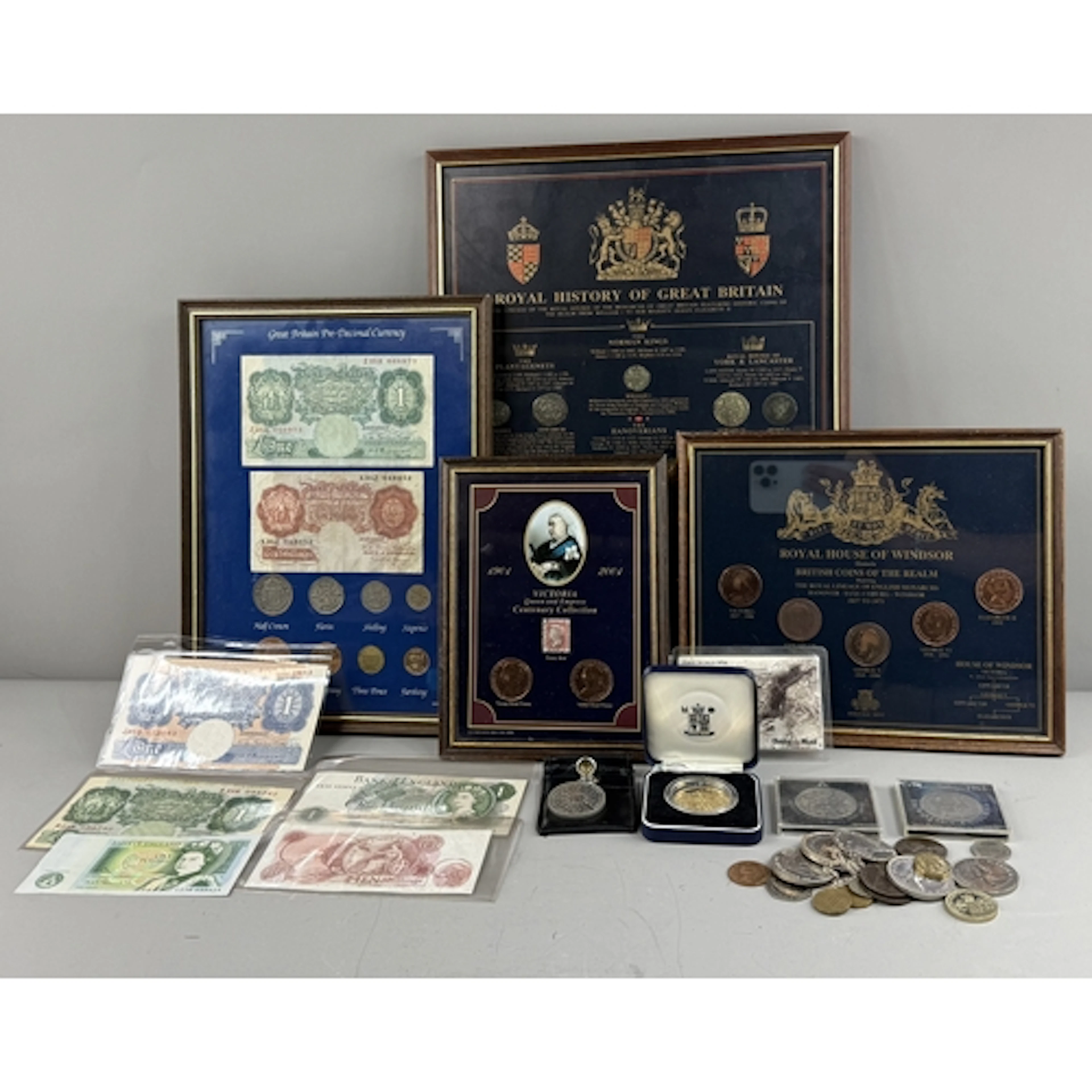 Coins: 'The Royal History Of Great Britain', a framed set of...