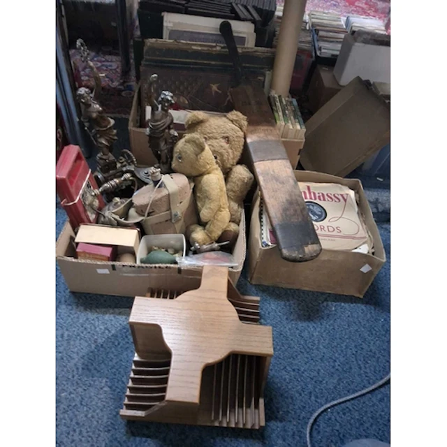 THREE BOXES AND LOOSE OF VINTAGE HOUSEHOLD ITEMS AND EPHEMER...