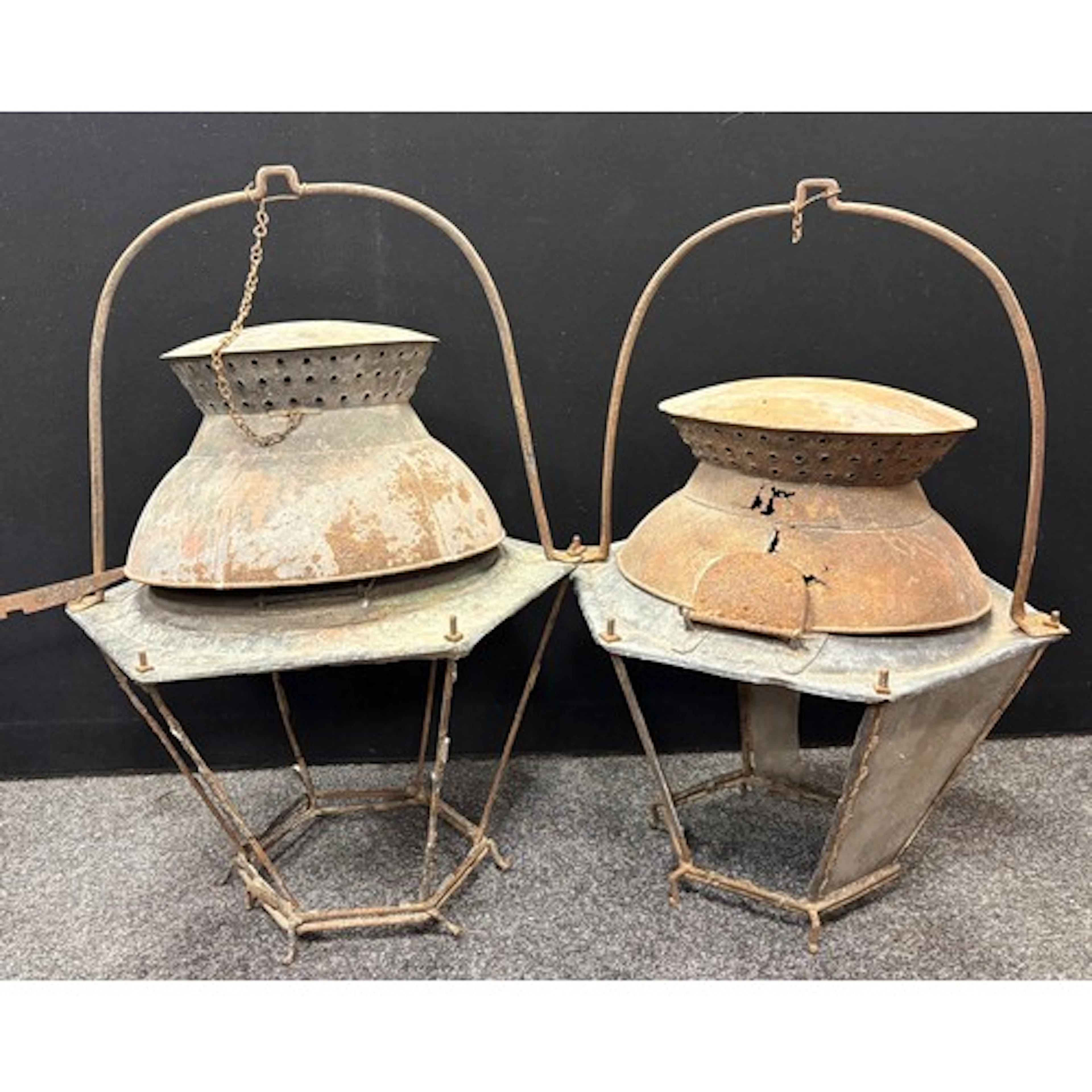 A pair of early 19th century French copper and iron hexagona...