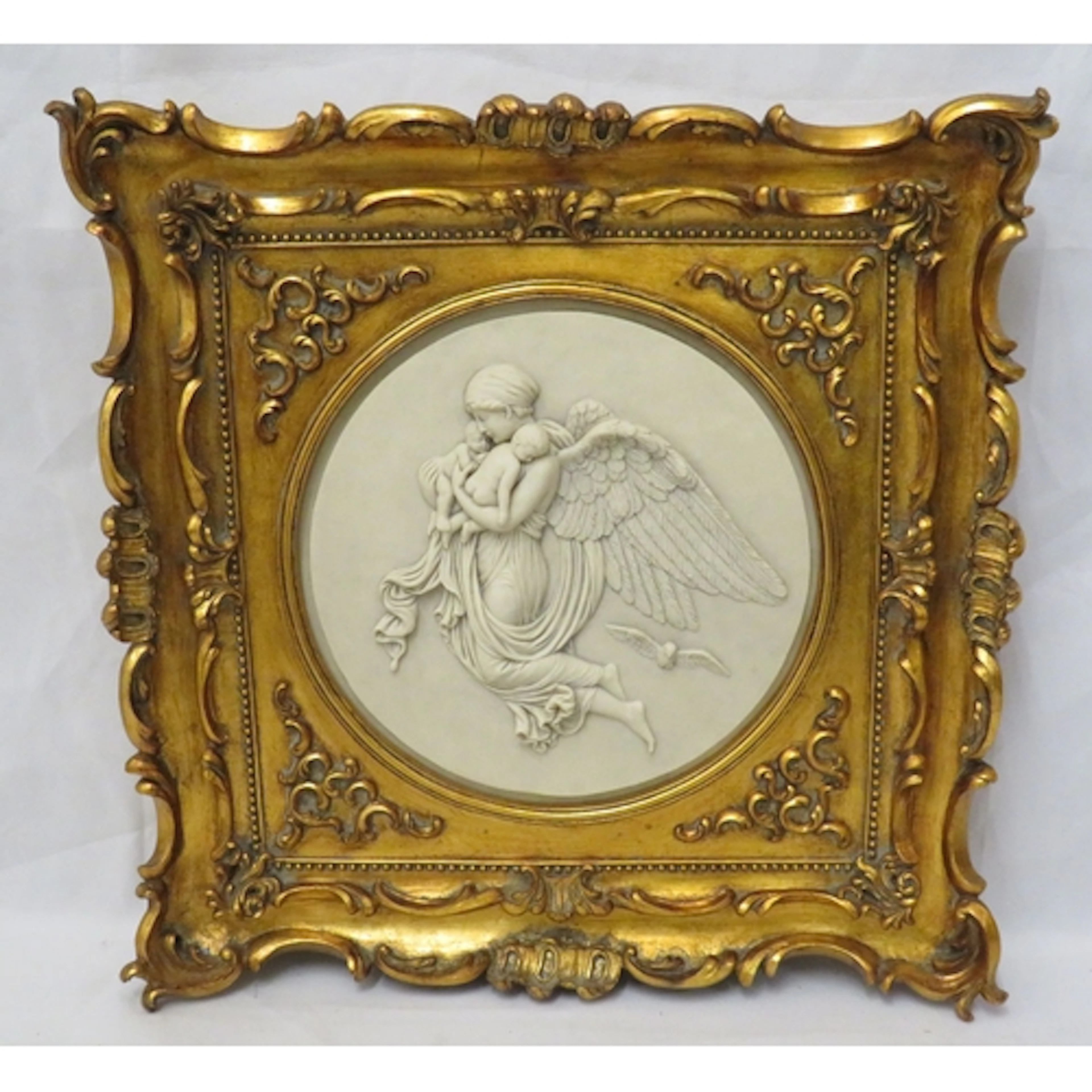 Gilt Framed Composition Plaque in Relief, depicting winged f...