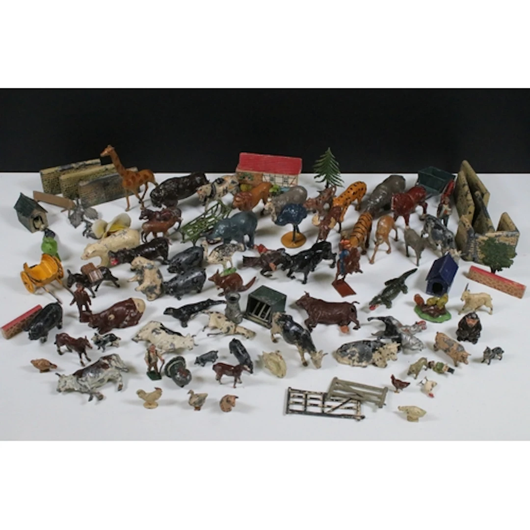 Collection of metal figures and animals to include mainly Br...