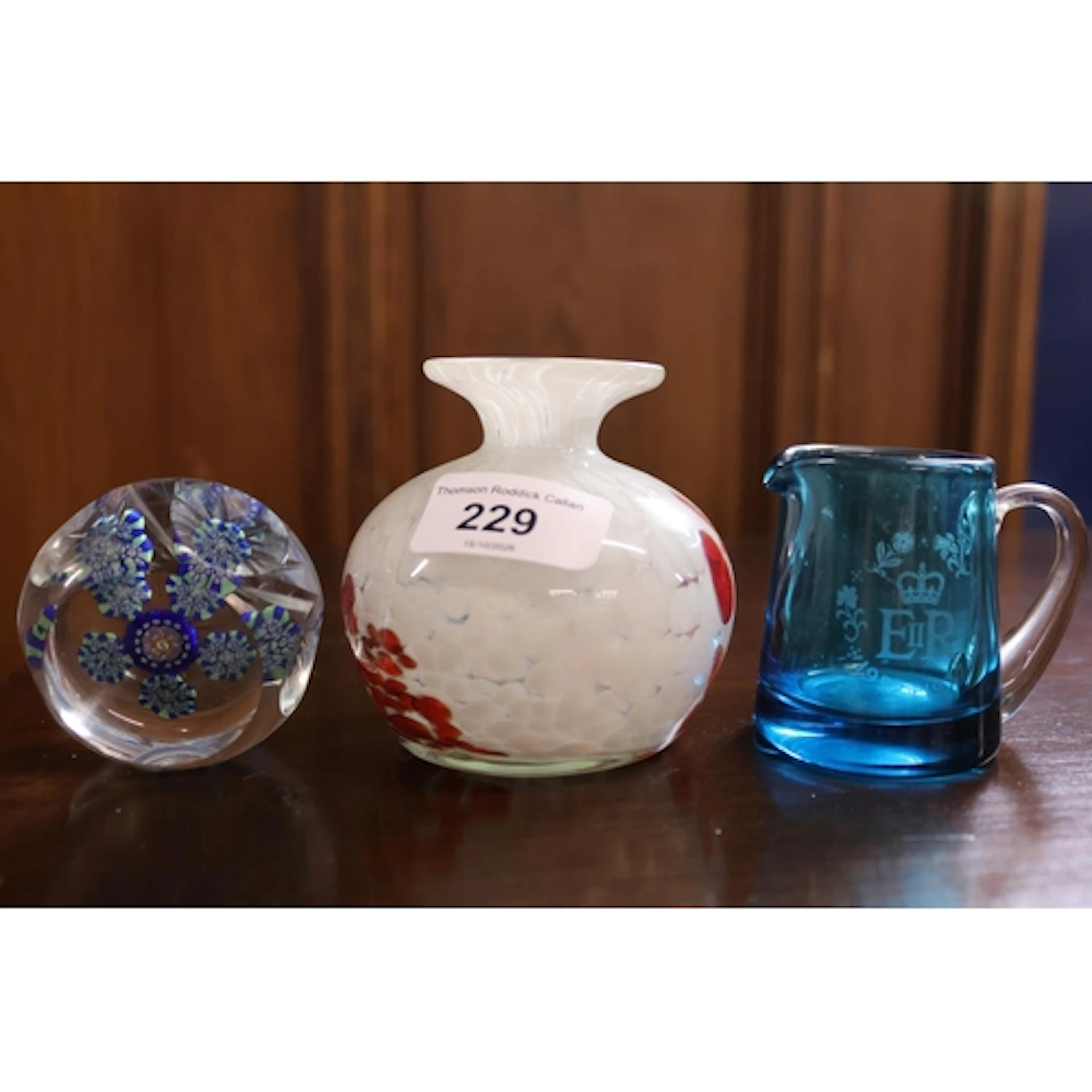 Art Glass to include a Mdina squat bud vase, a Scottish mill...