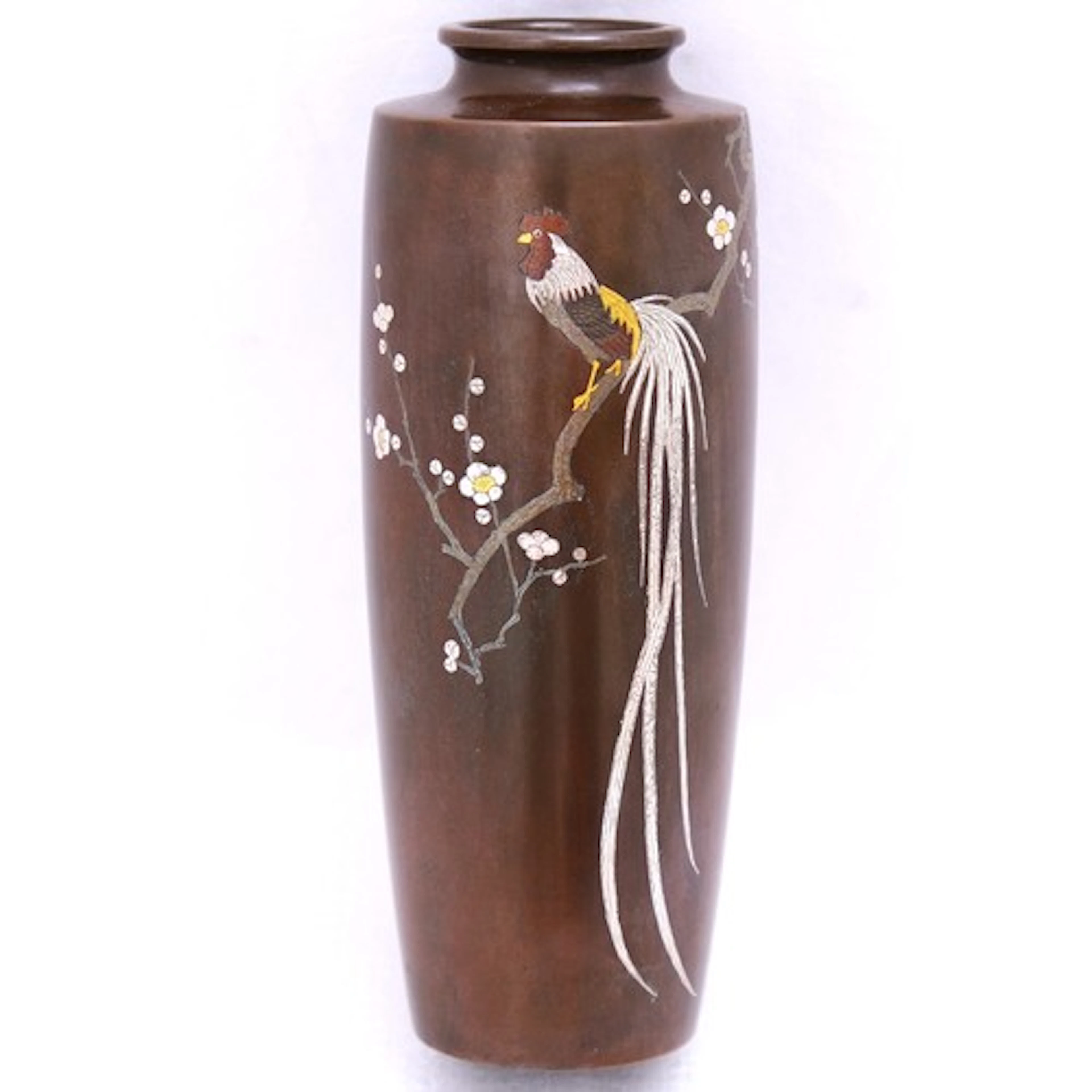 A SMALL JAPANESE BRONZE AND MIXED METAL VASE MEIJI PERIOD (1...