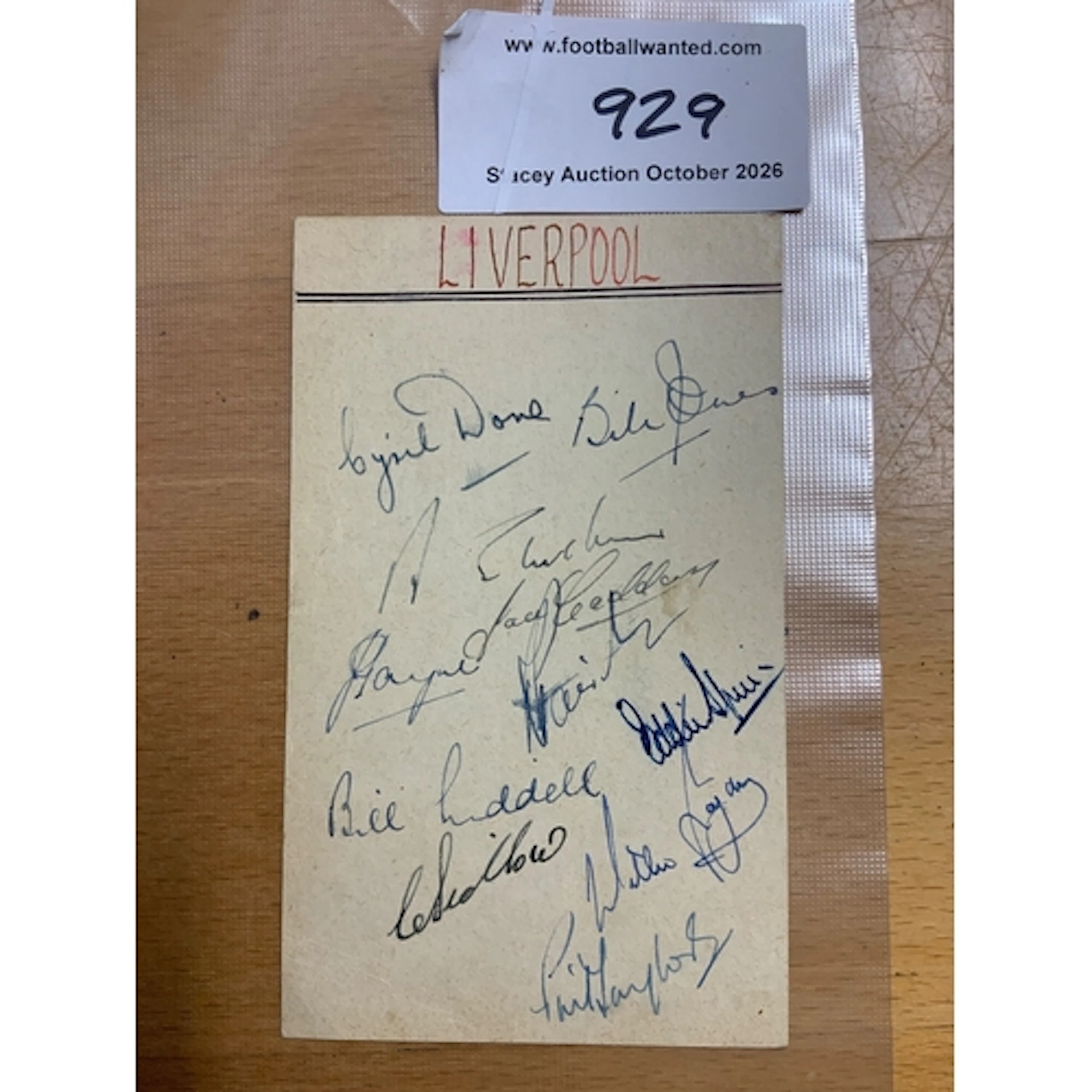 Liverpool 1950 Football Team Autographs: 11 autographs which...