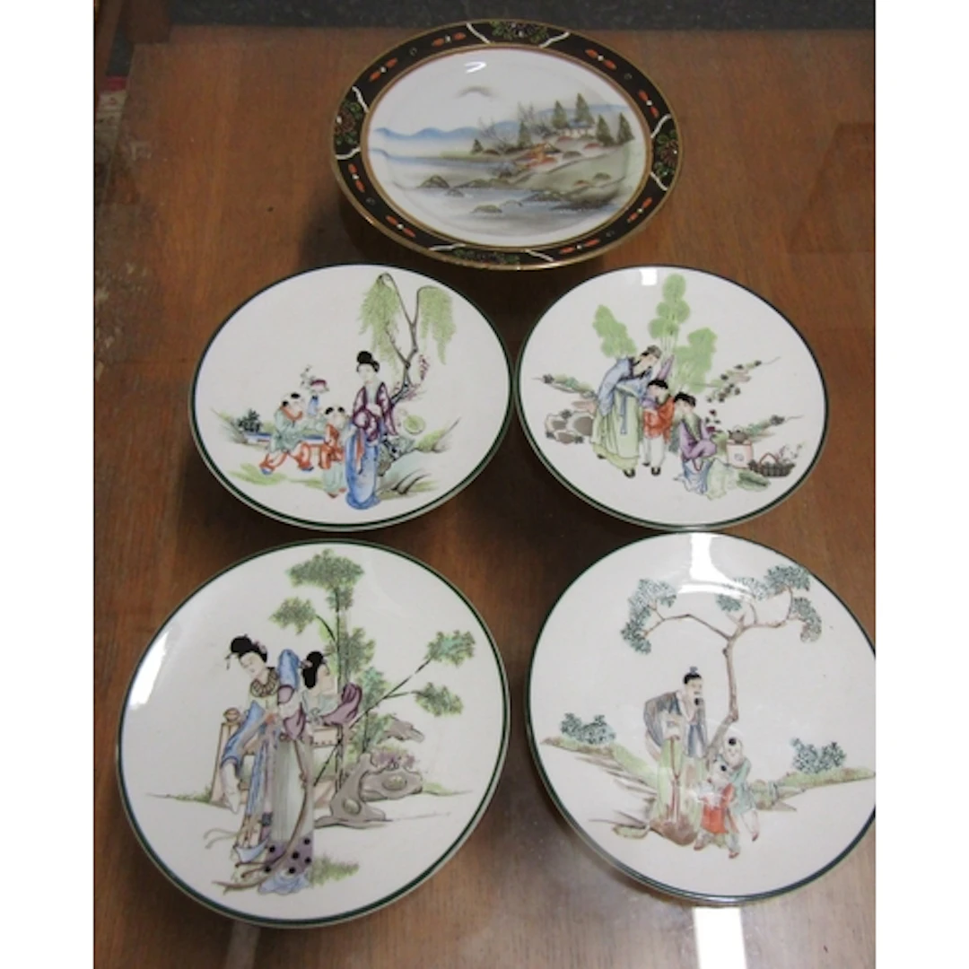 Five Fine Porcelain Collector's Chargers and Another Japanes...