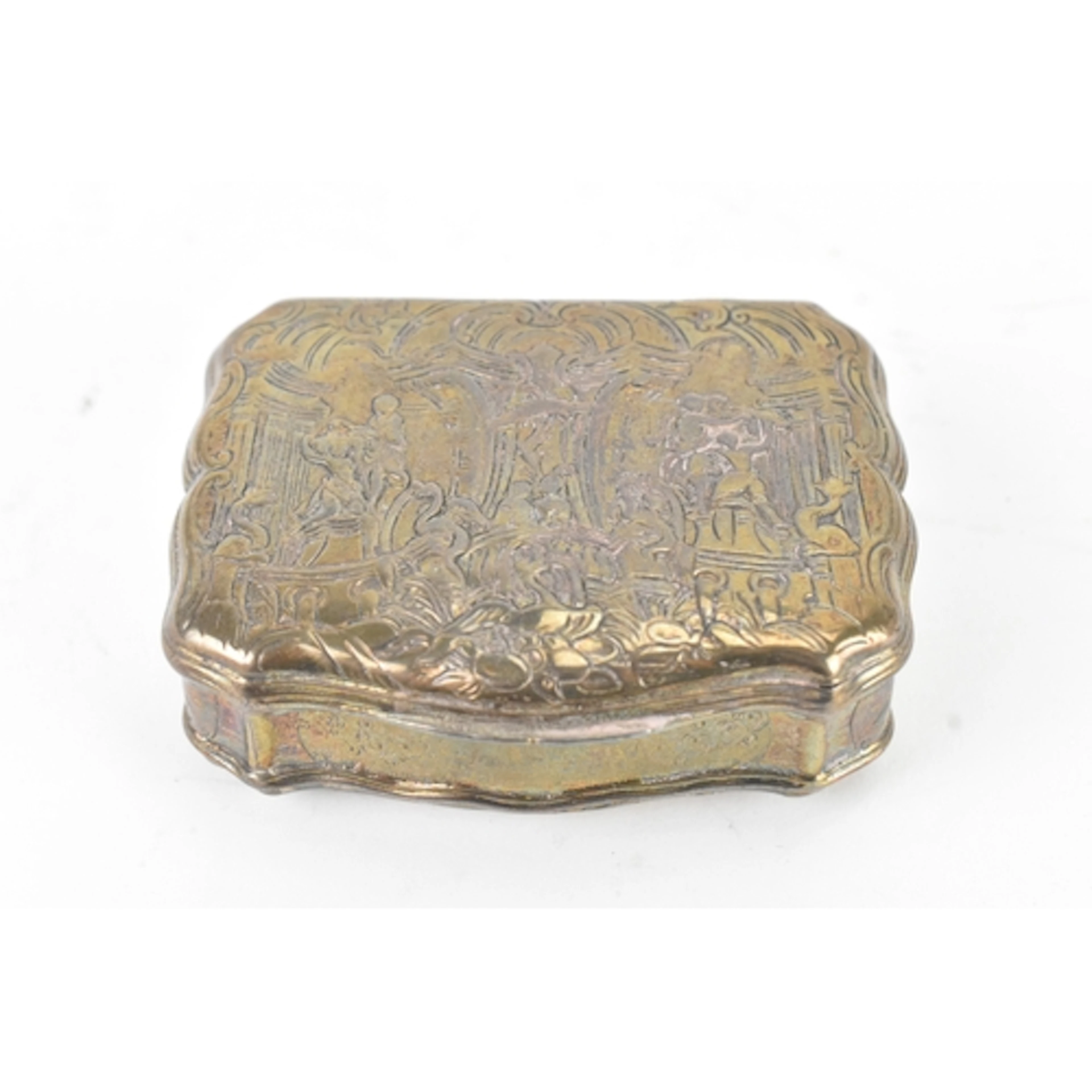 A 19th century Continental silver snuff box, decorated throu...