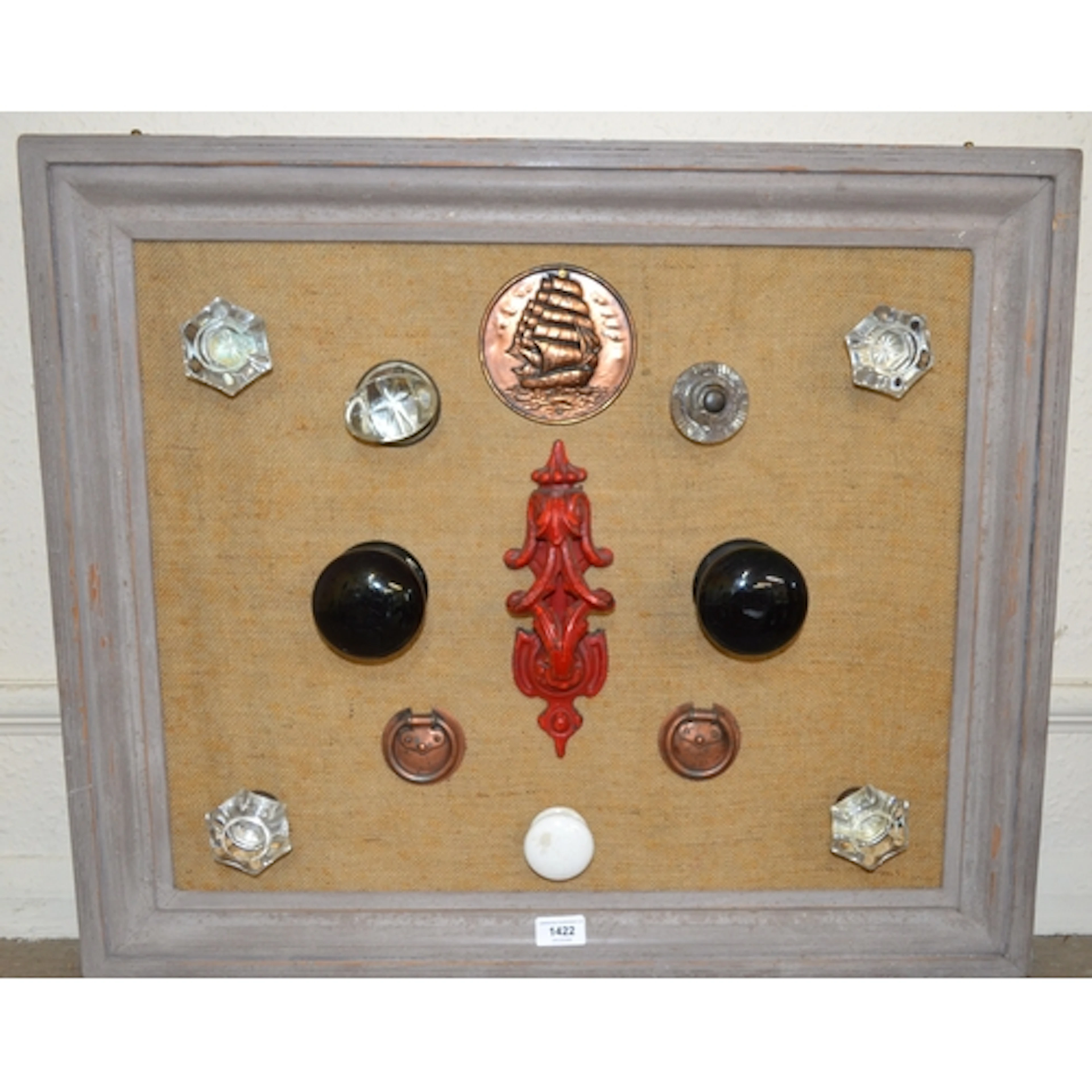 Collection of 19th Century cut glass door handles, pair of l...