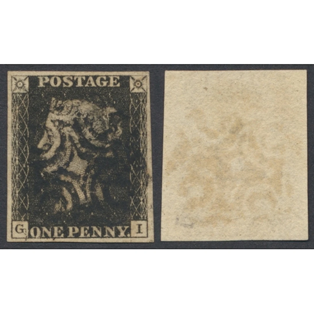 1840 1d black plate 10. GI. a fine used 4 margin example and...