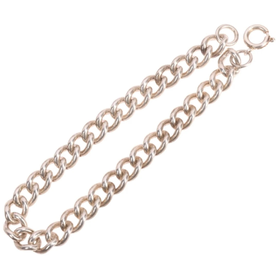 A silver solid curb link chain bracelet, 19cm, 21.3g