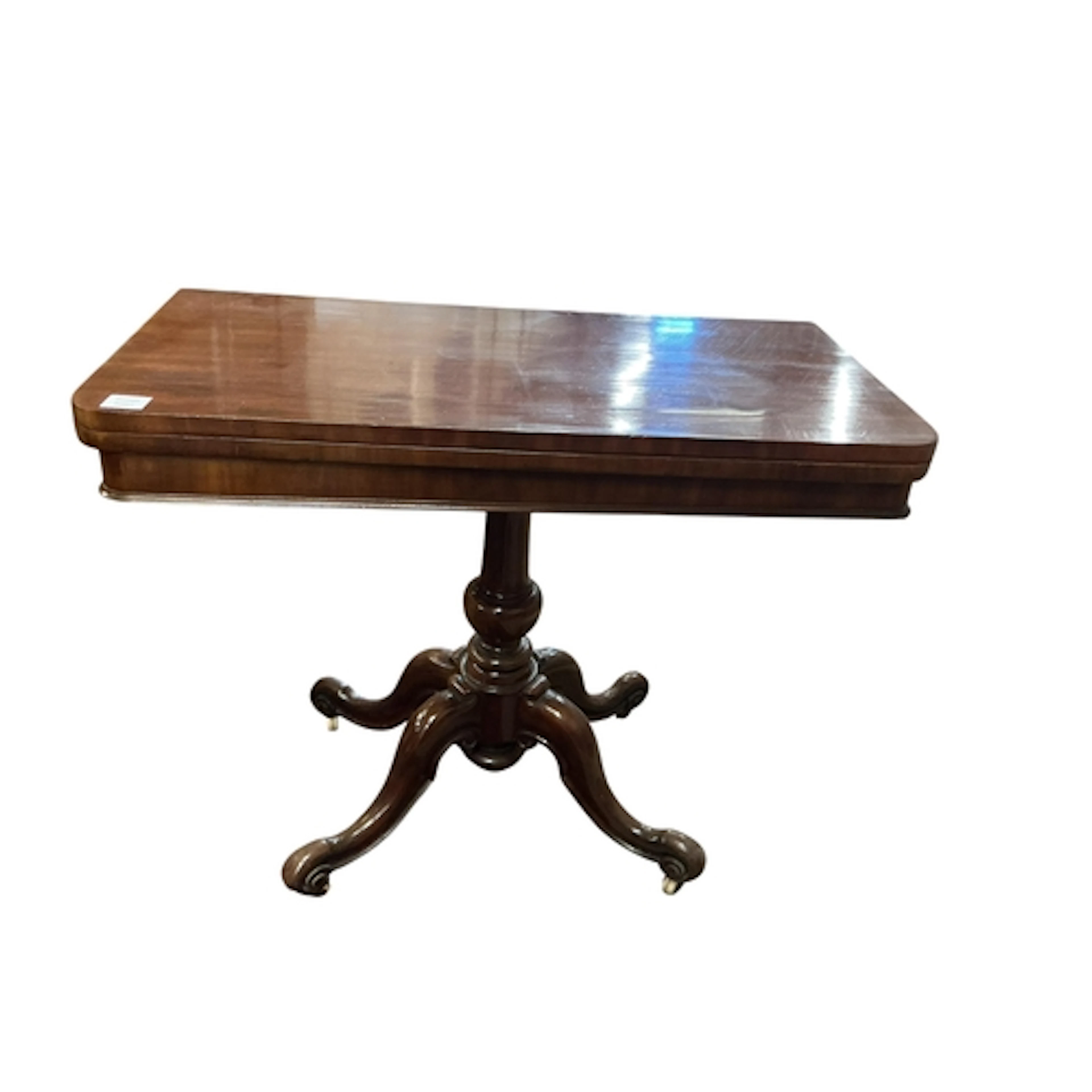 An early Victorian rectangular mahogany folding card table, ...