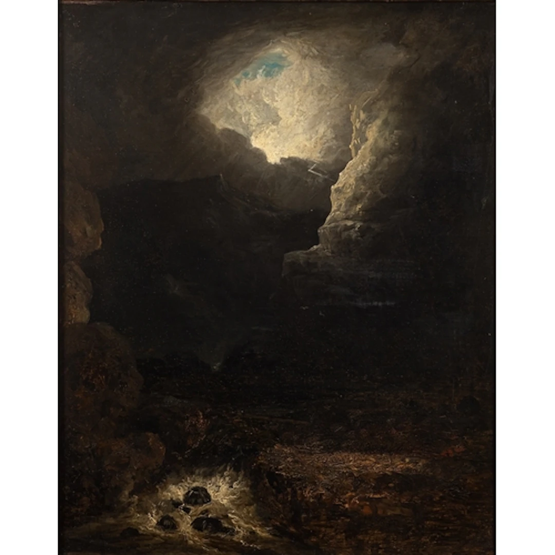 19th Century British school - A stormy landscape, thought t...