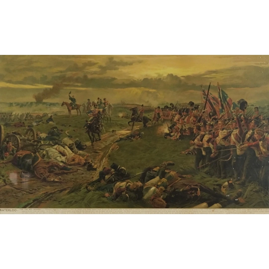 After W B Wollen - Battle of Waterloo, coloured print, mount...