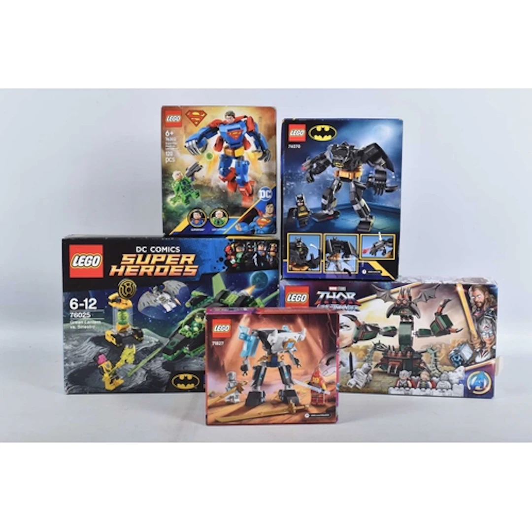 FIVE BOXED AND SEALED LEGO SETS, to include set 76025 Green ...