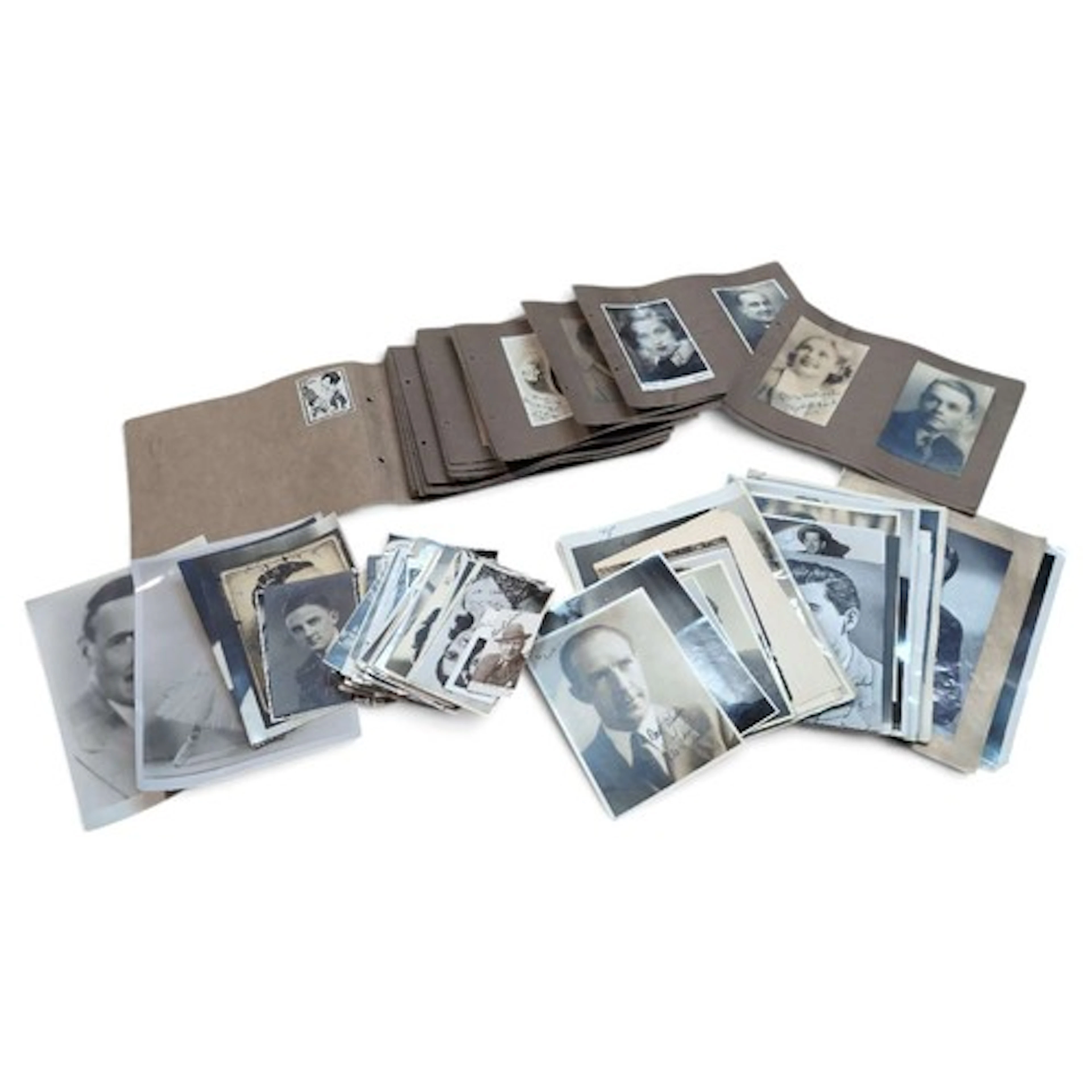 Album containing over 40 vintage signed photographs by vario...
