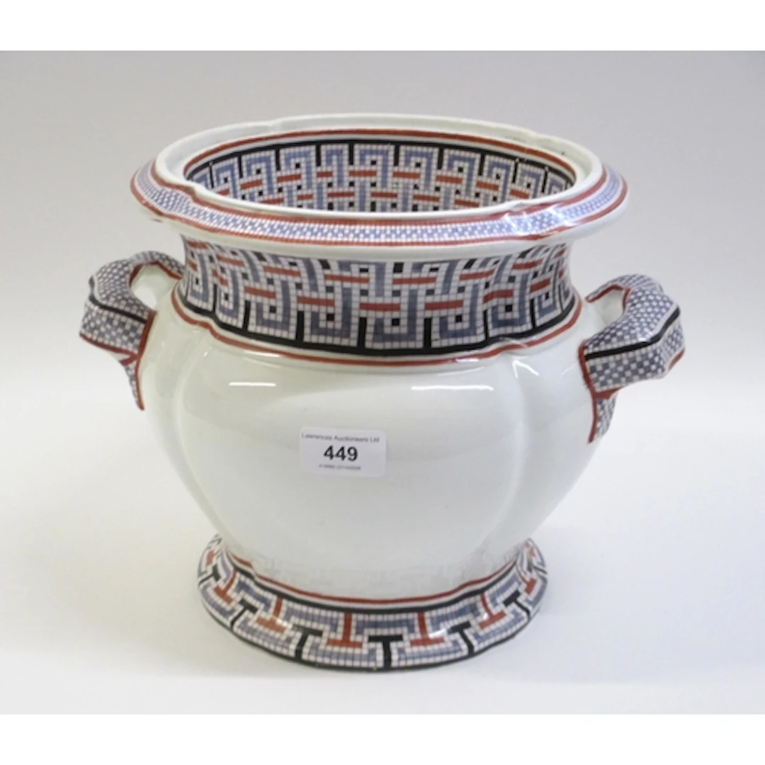 Copeland two handled jardinière, with geometric borders, 24c...
