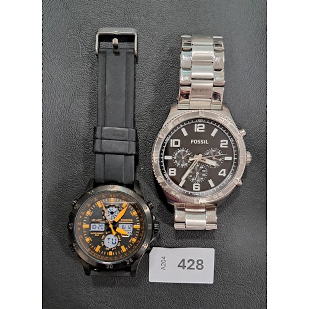 TWO GENTS WRISTWATCHES comprising a Fossil watch model BQ279...