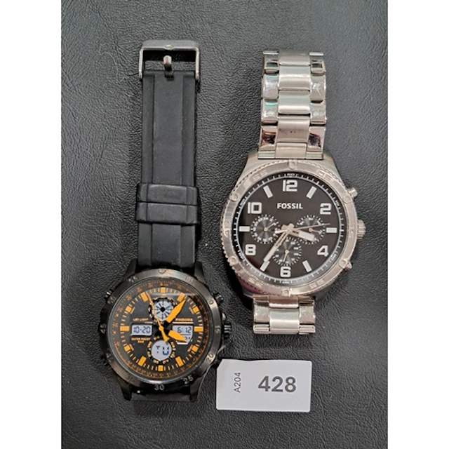 TWO GENTS WRISTWATCHES comprising a Fossil watch model BQ279...