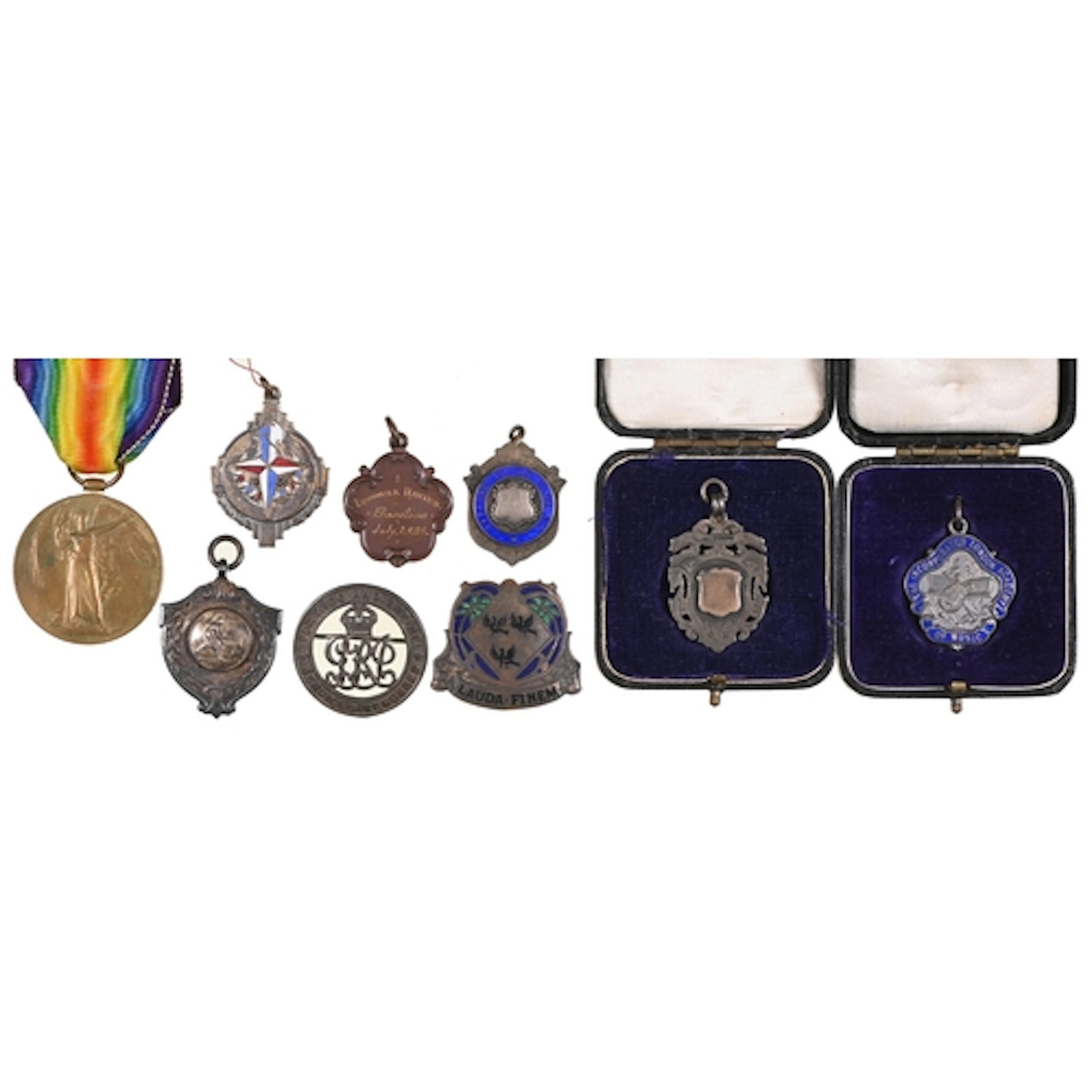 WWI Victory Medal, 1432 Pte L Lea Notts & Derby R, silve...