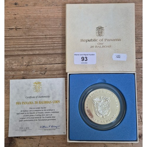 A Republic of Panama One 20 Balboas Silver Coin, 2000 grains...