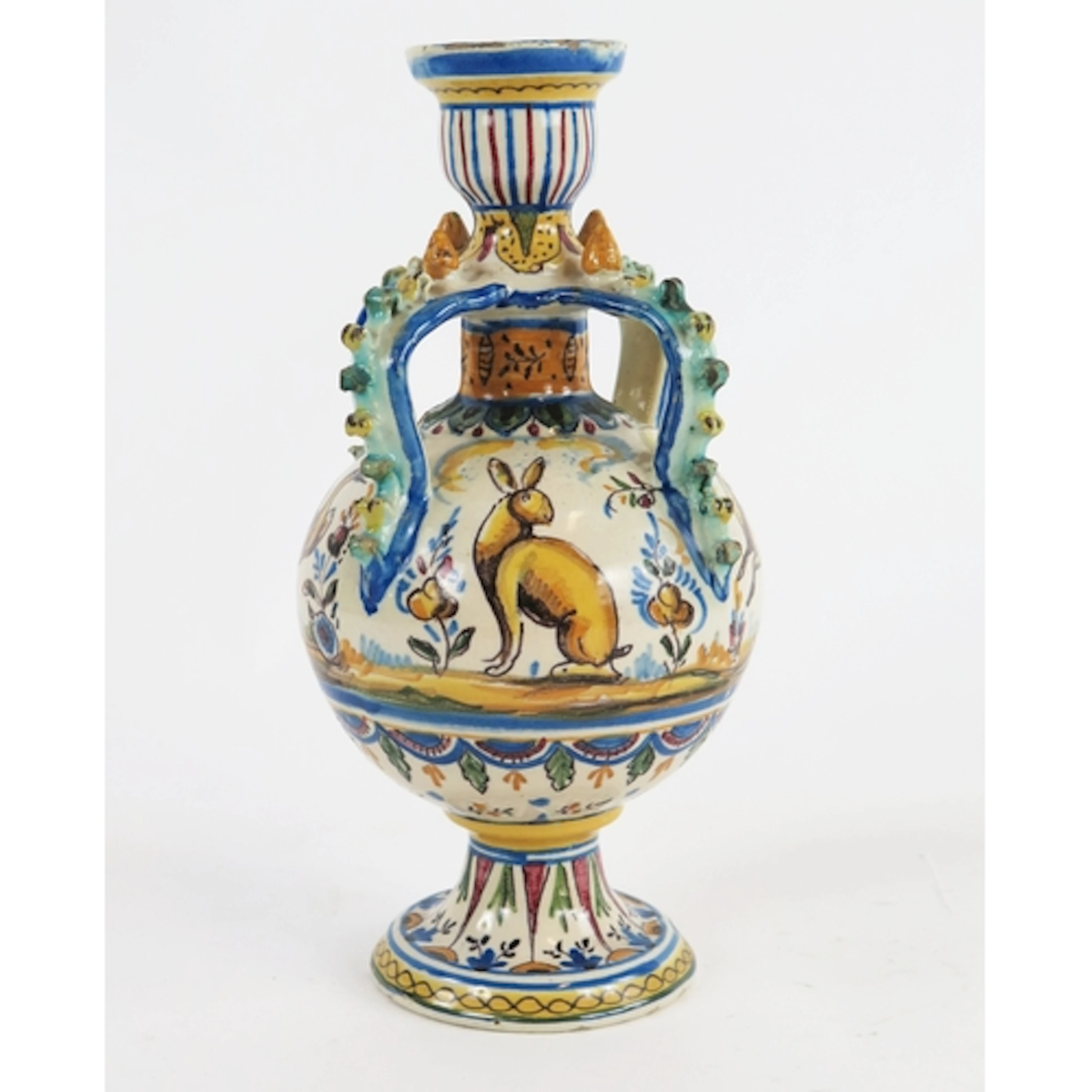 Spanish Talavera ceramic urn with majolica decoration, of ta...