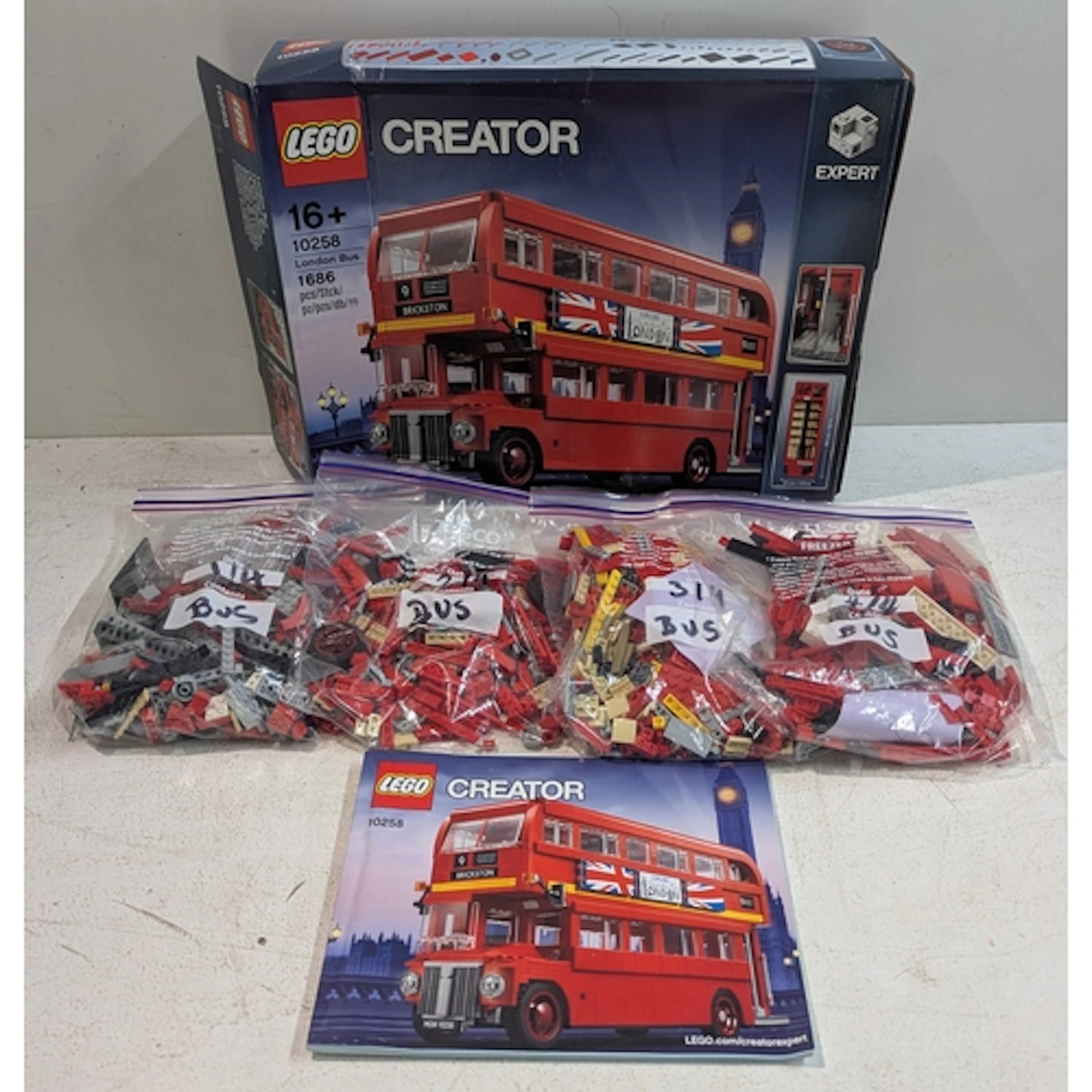 A Lego set, not in original packing but has original box, 10...