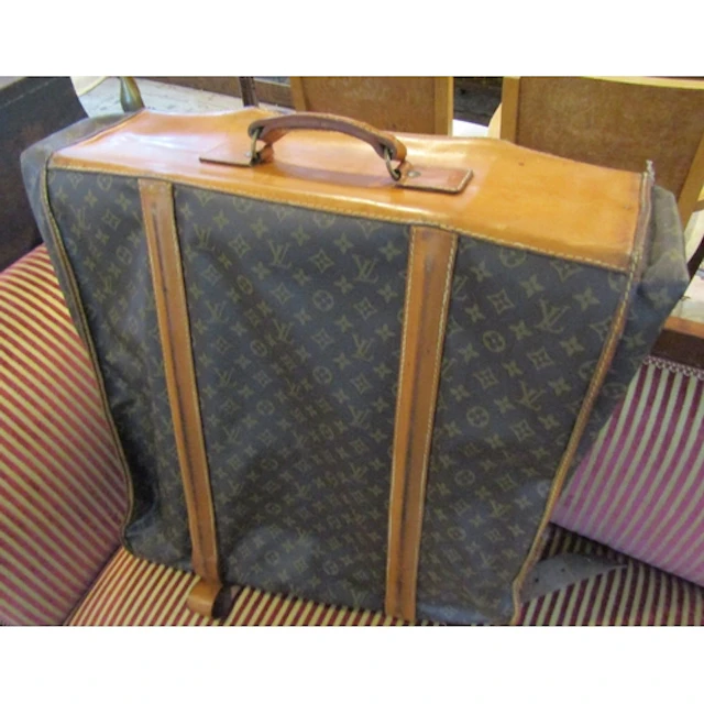 Louis Vuitton Leather Valise with Carry Handle and Straps Fu...
