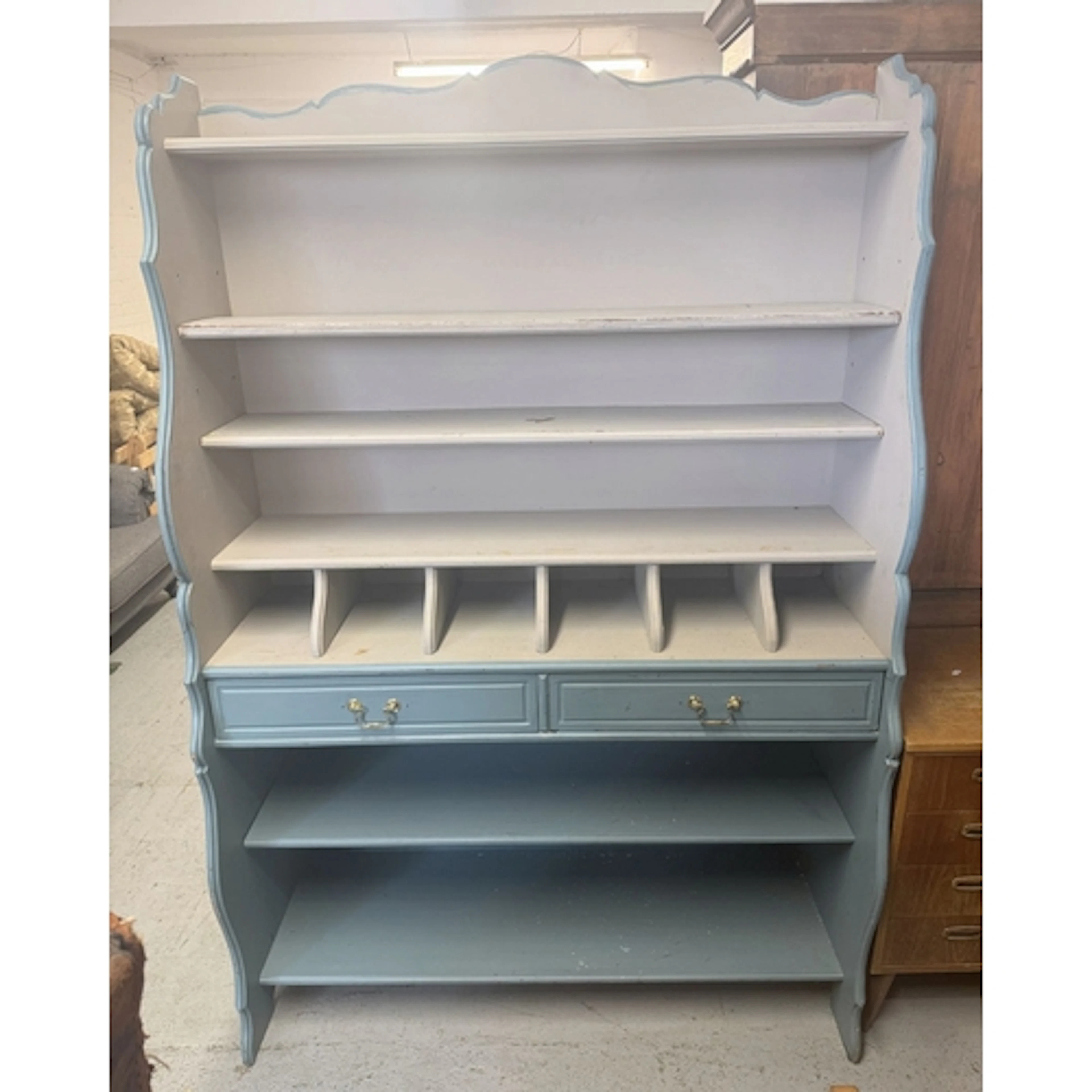 Shabby Chic Half Blue/Half Grey painted kitchen buffet/bookc...