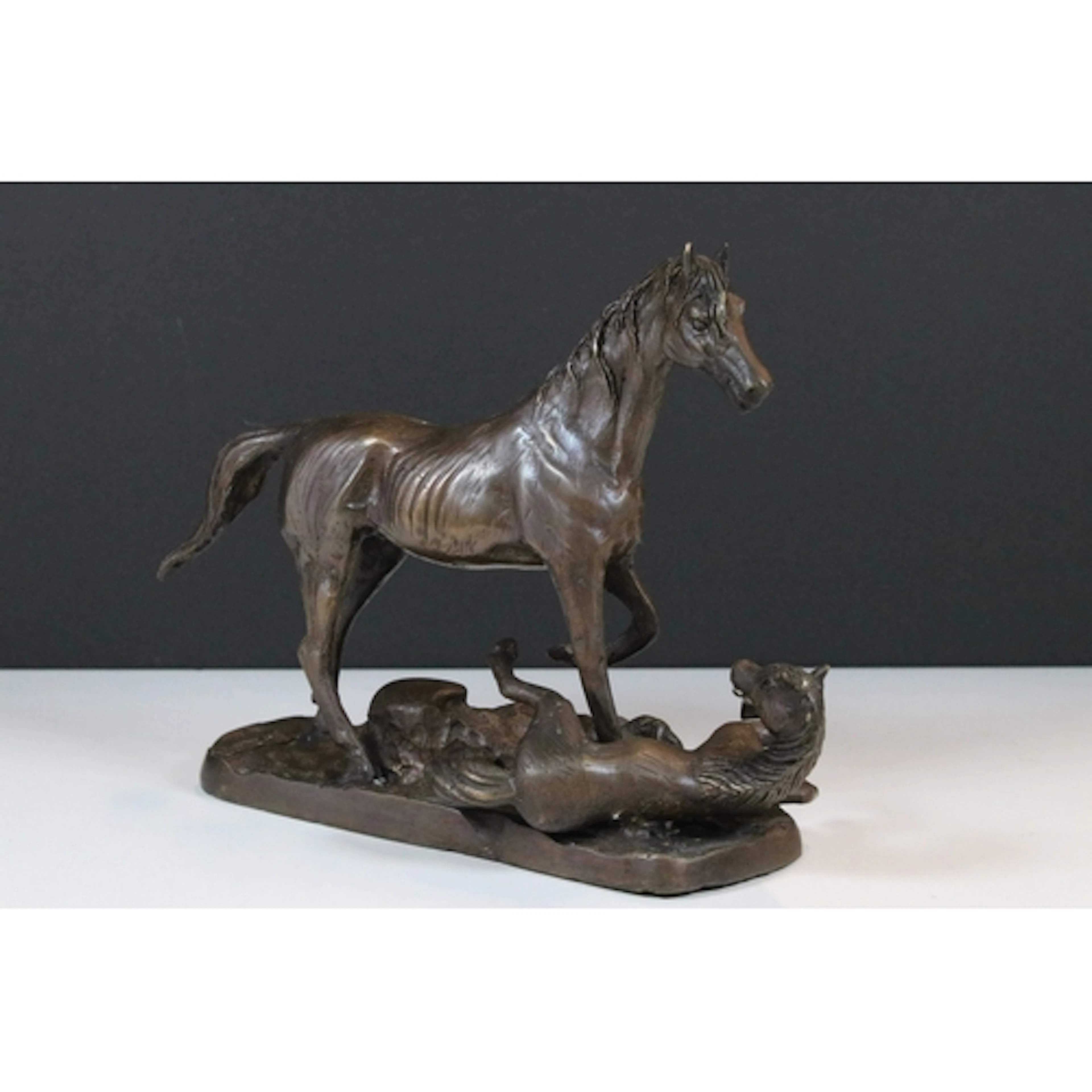 After Barrie, bronze sculpture of a mare and foal, signature...