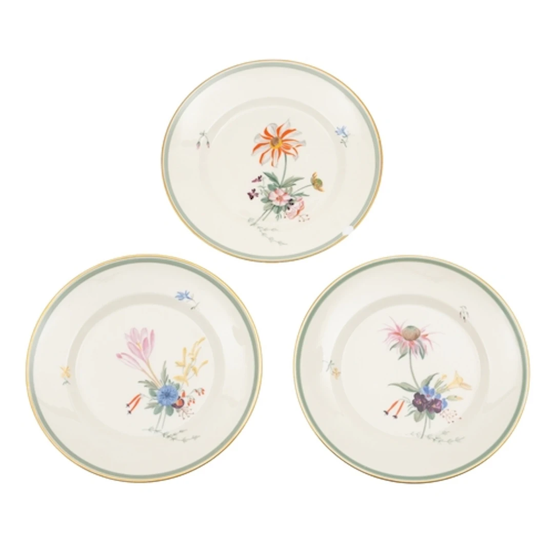 Eight Royal Copenhagen Fiesta pattern plates comprising five...
