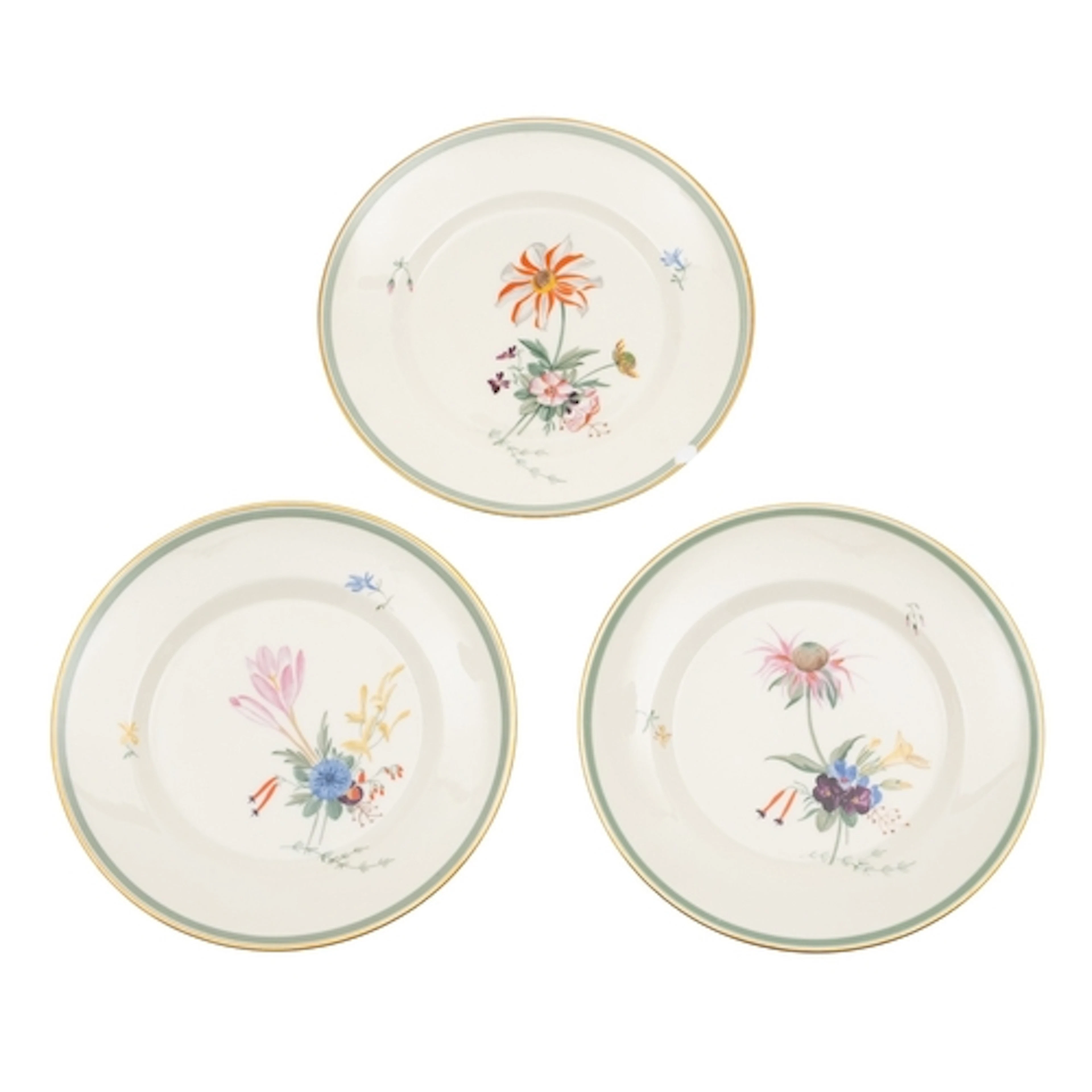 Eight Royal Copenhagen Fiesta pattern plates comprising five...