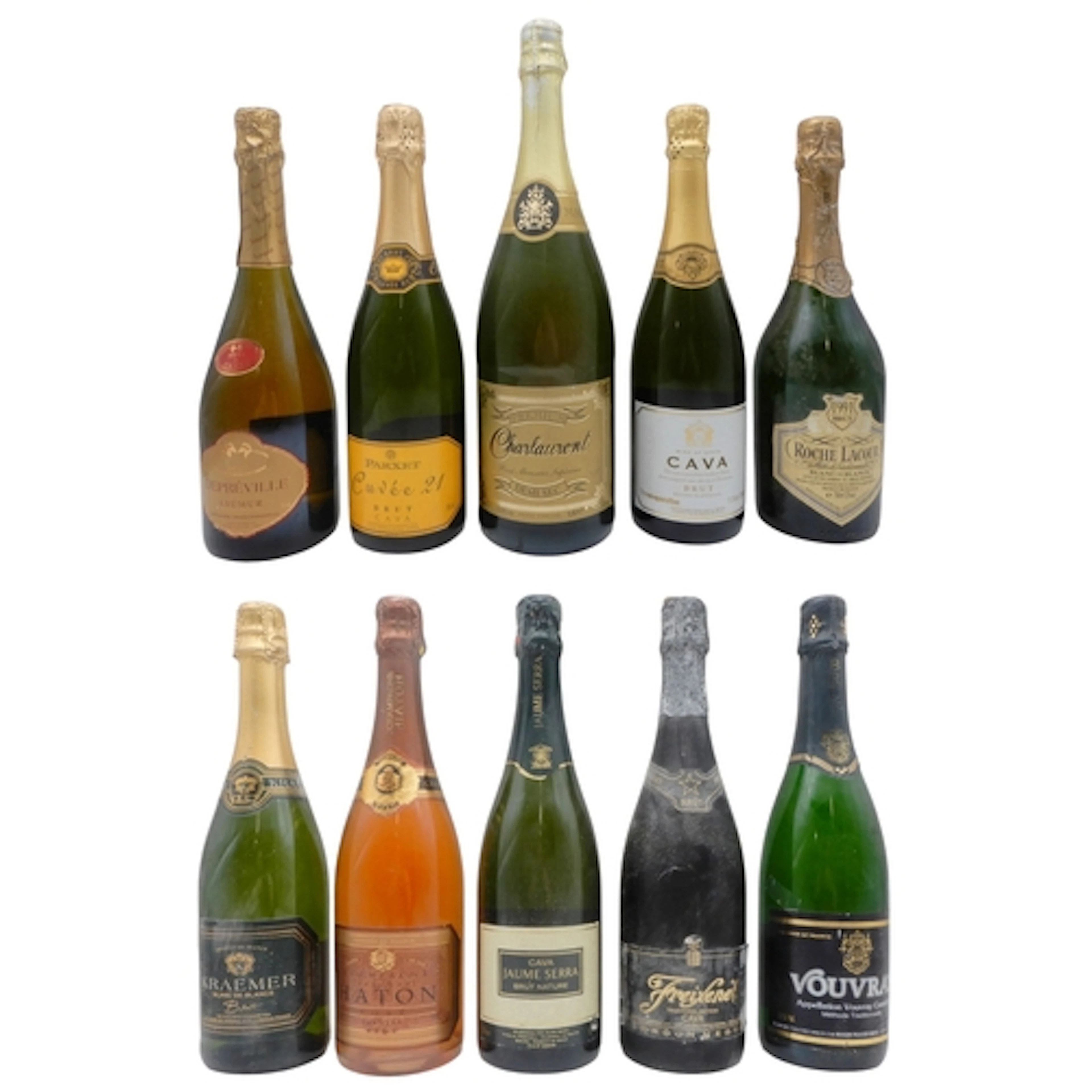 A lot comprising nine various bottles of Brut, Cava, Blancs ...