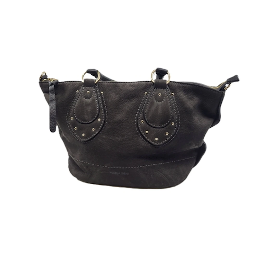 A 'SEE BY CHLOE' HANDBAG, black matt effect leather, with go...