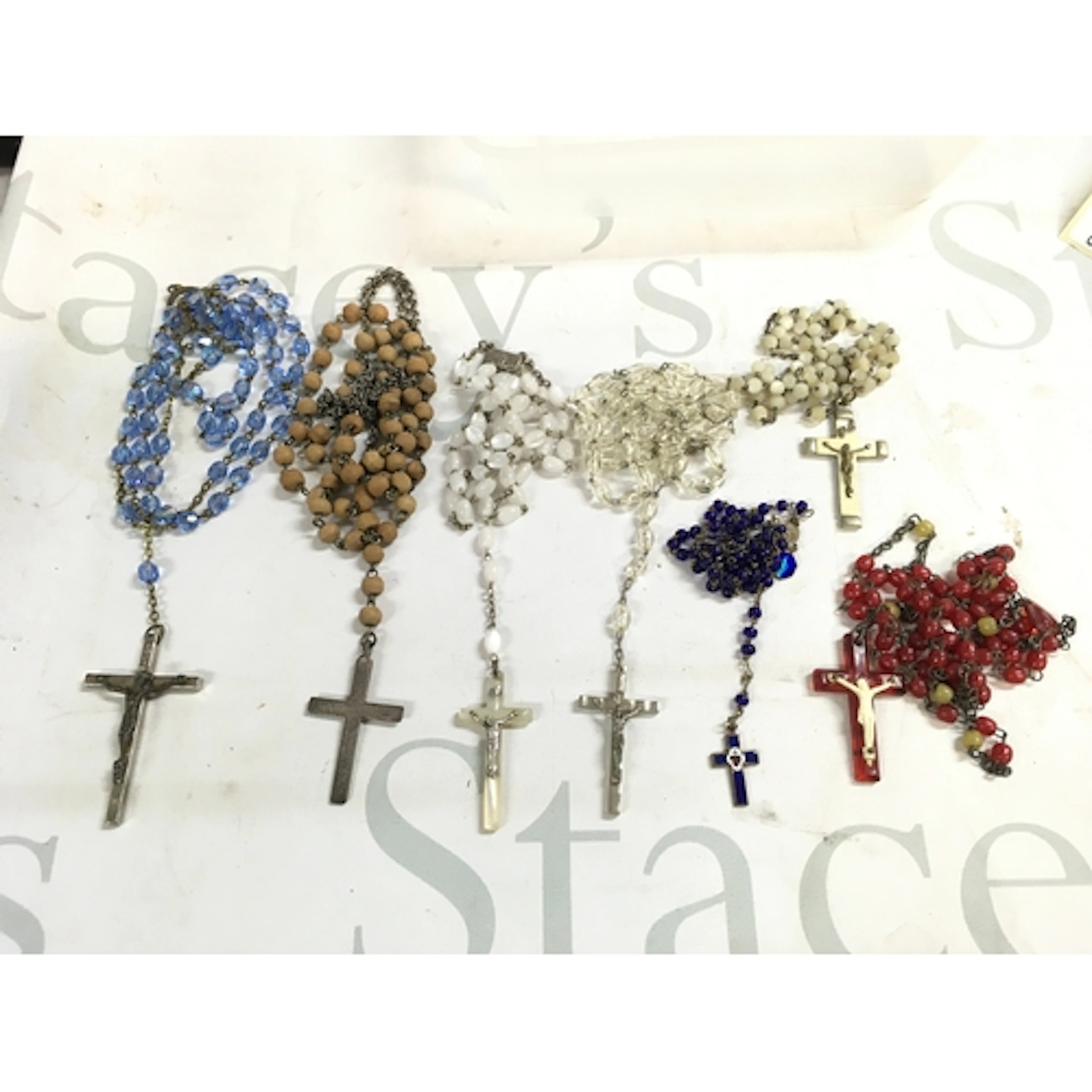 Seven rosary’s mother of pearl, glass and plastic&nbsp...