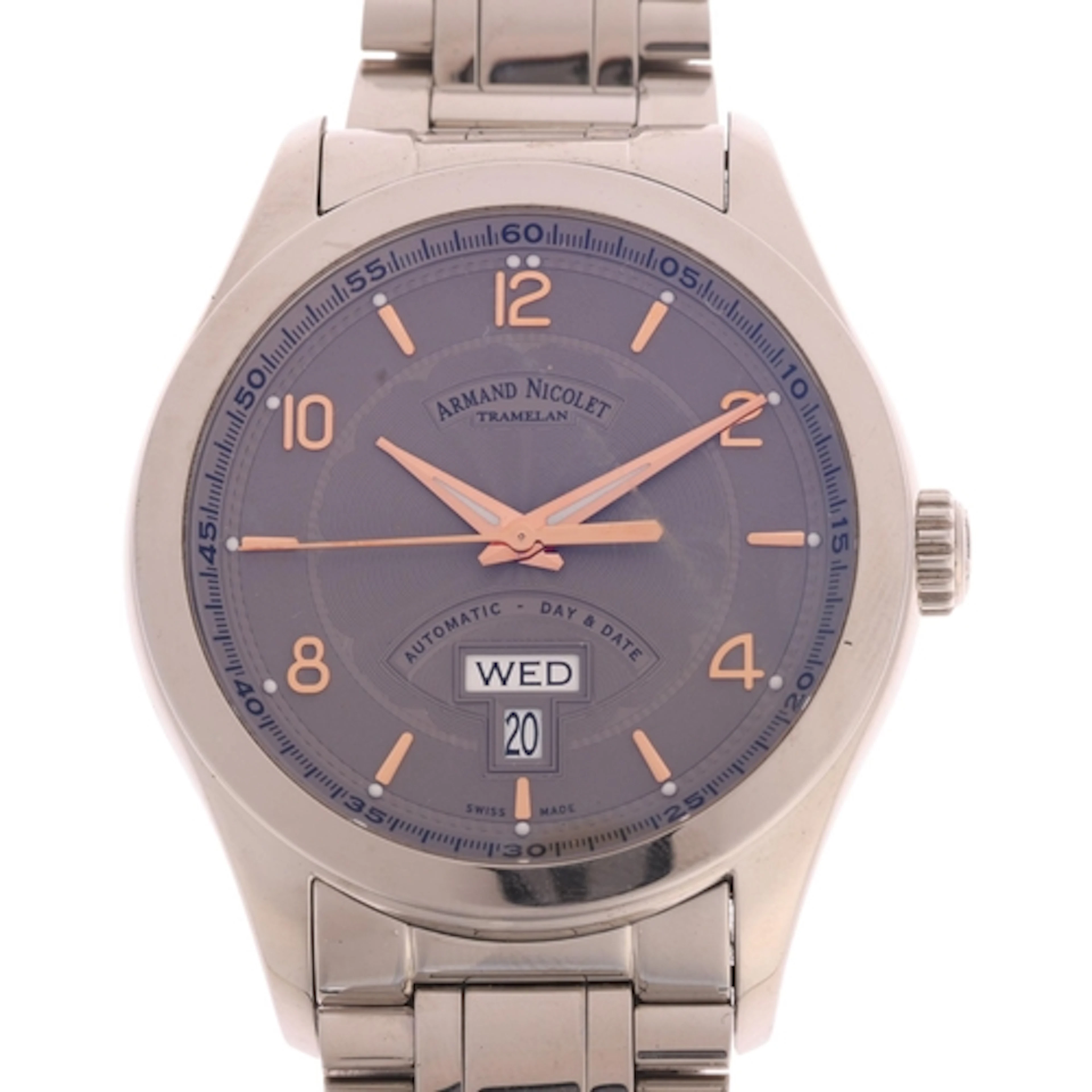 ARMAND NICOLET - a stainless steel M02 Day Date automatic ca...