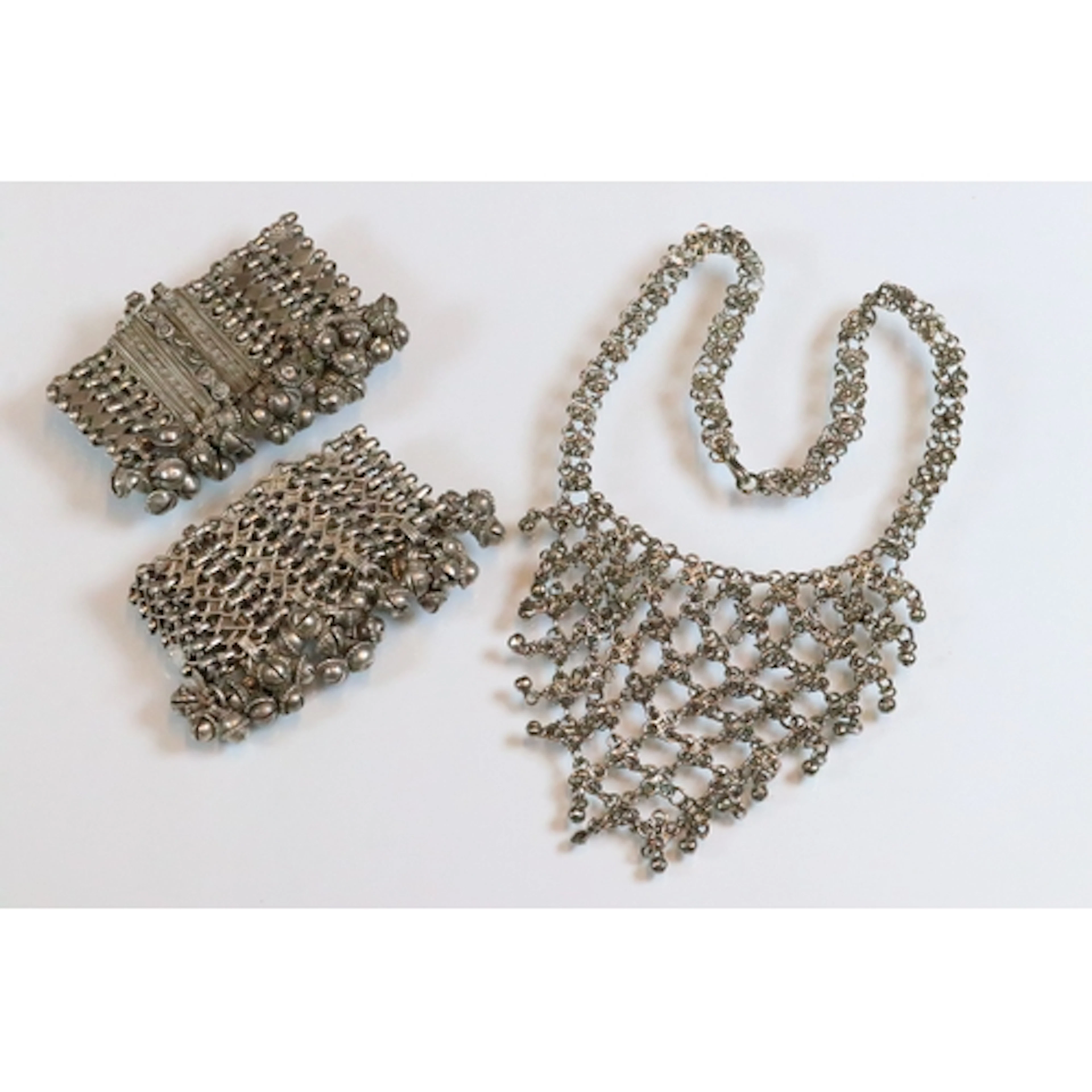 Pair of Middle Eastern anklets constructed from decorative m...