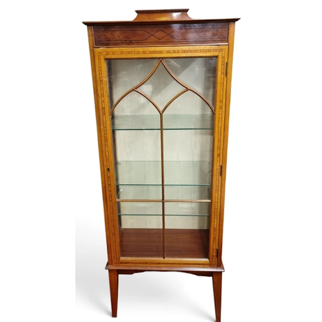 An Edwardian Mahogany and Inlaid Display Cabinet with astrag...