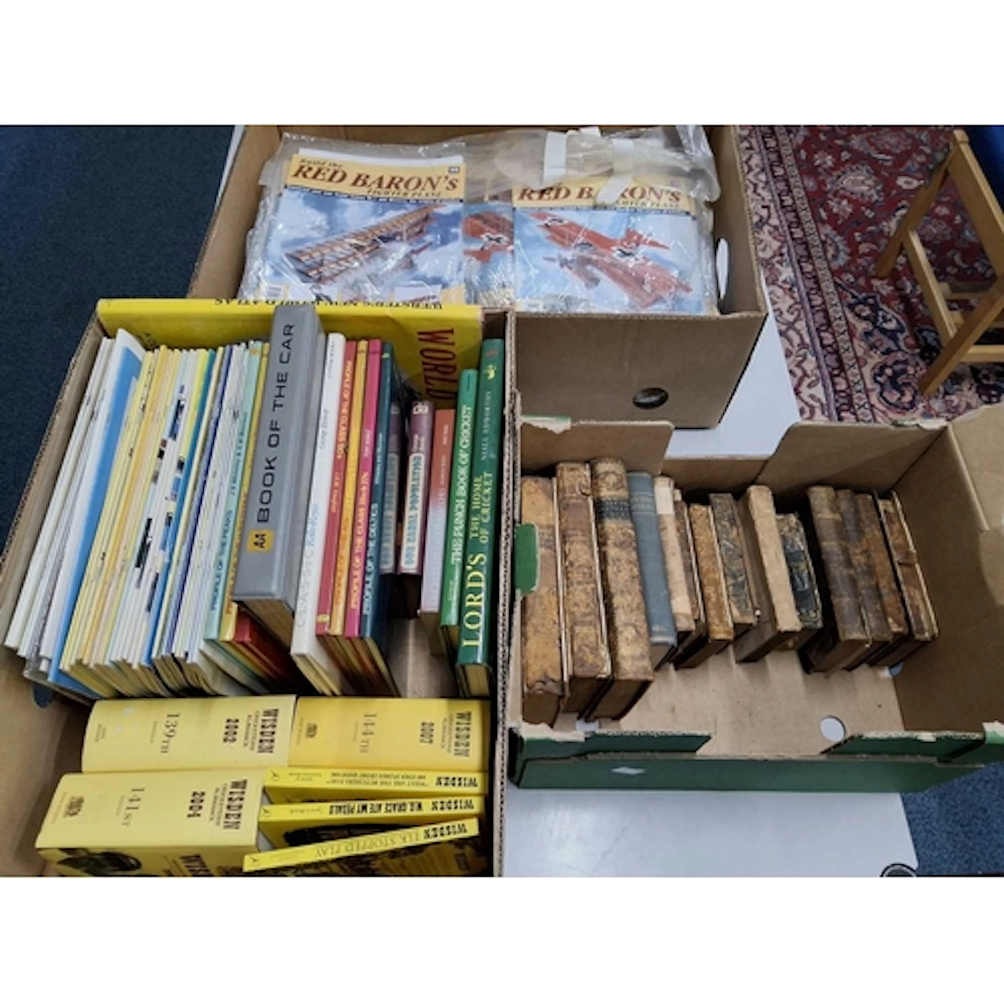FOUR BOXES OF MAGAZINES, BOOKS AND CERAMICS to include 19th ...