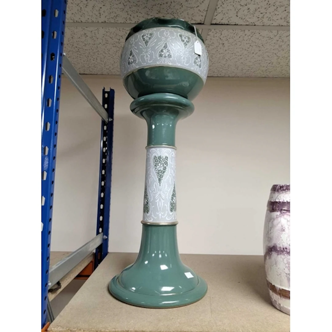 A LANGLEY WARE JARDINIERE AND STAND decorated in a similar s...