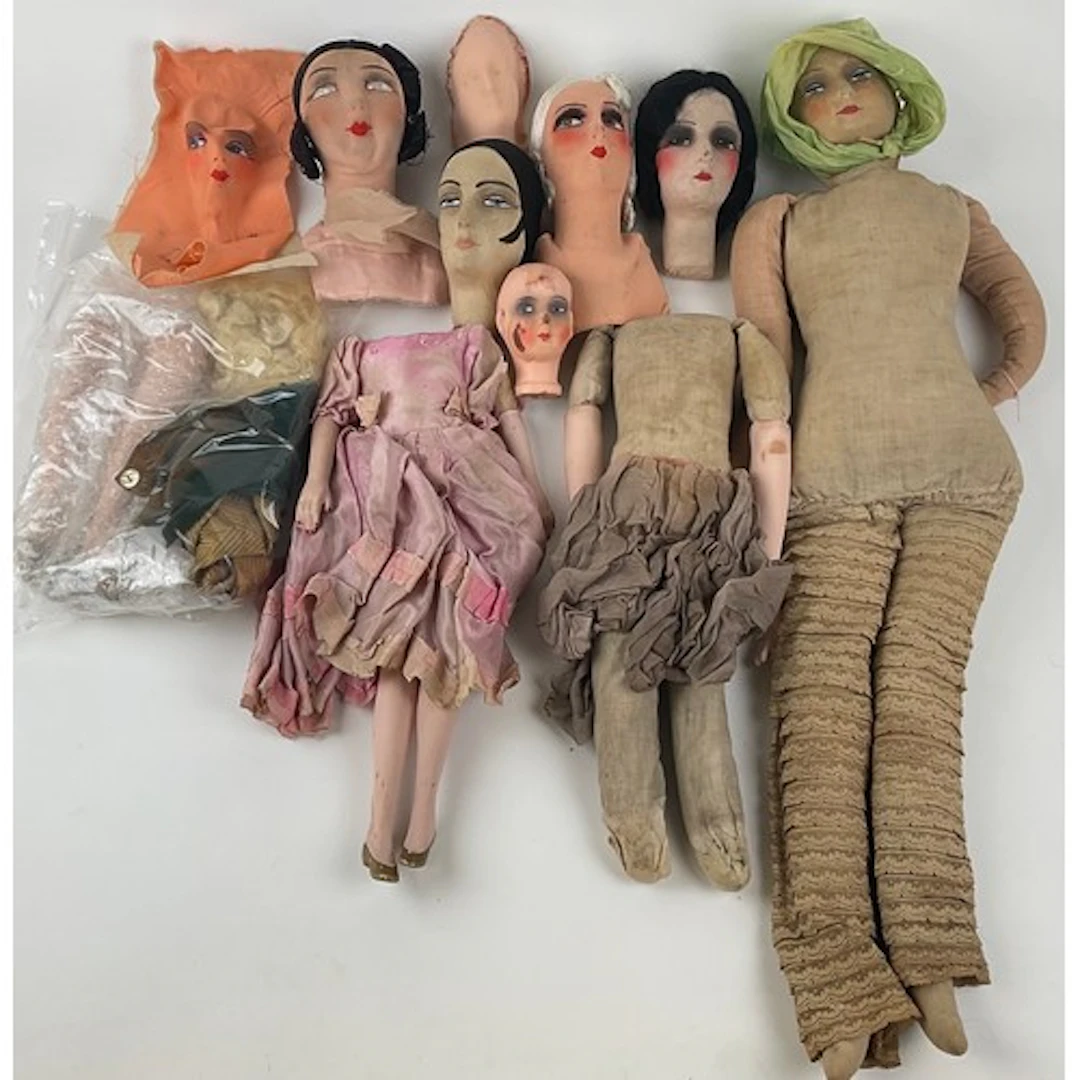 Collectables - a 1920s/30s Continental boudoir doll, painted...