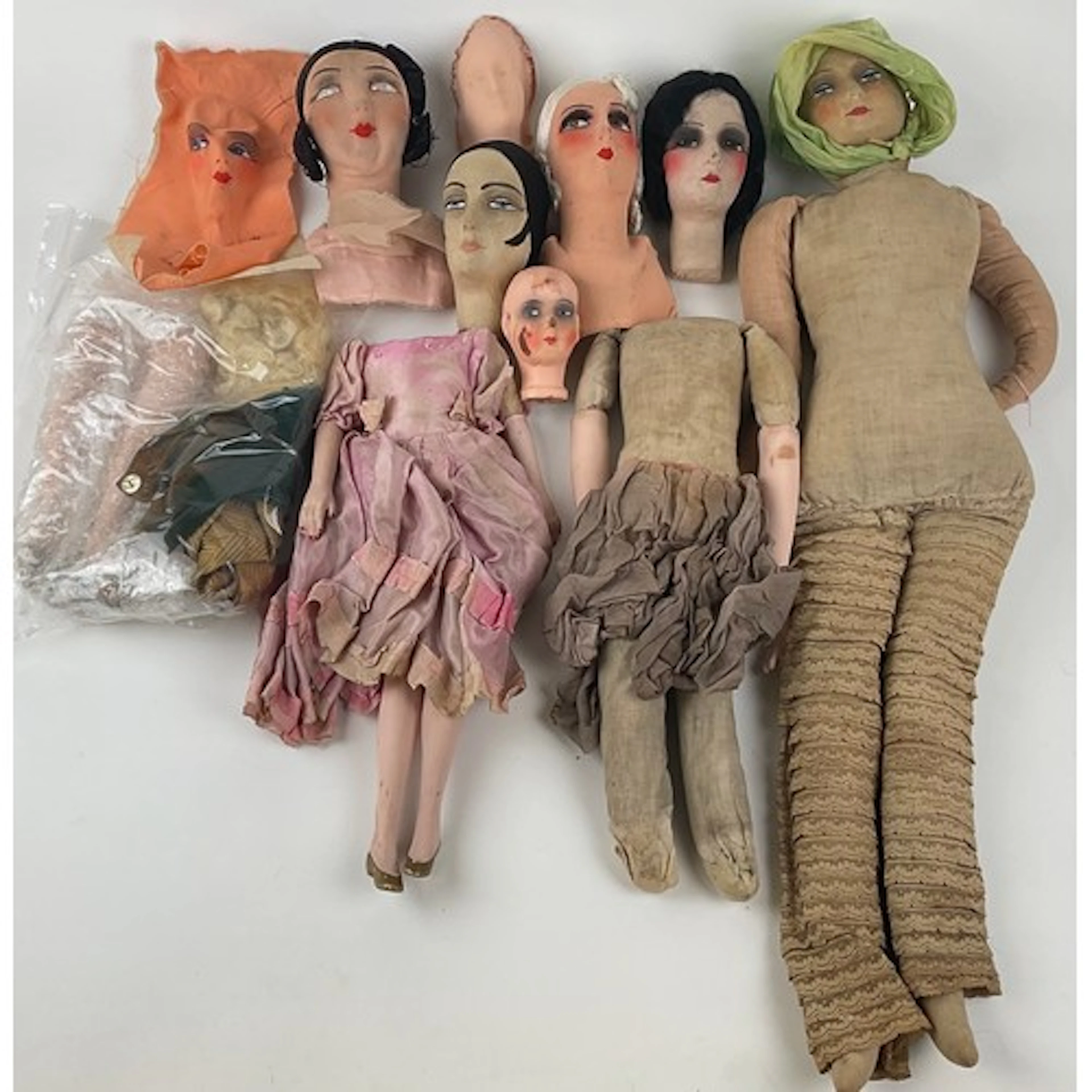 Collectables - a 1920s/30s Continental boudoir doll, painted...