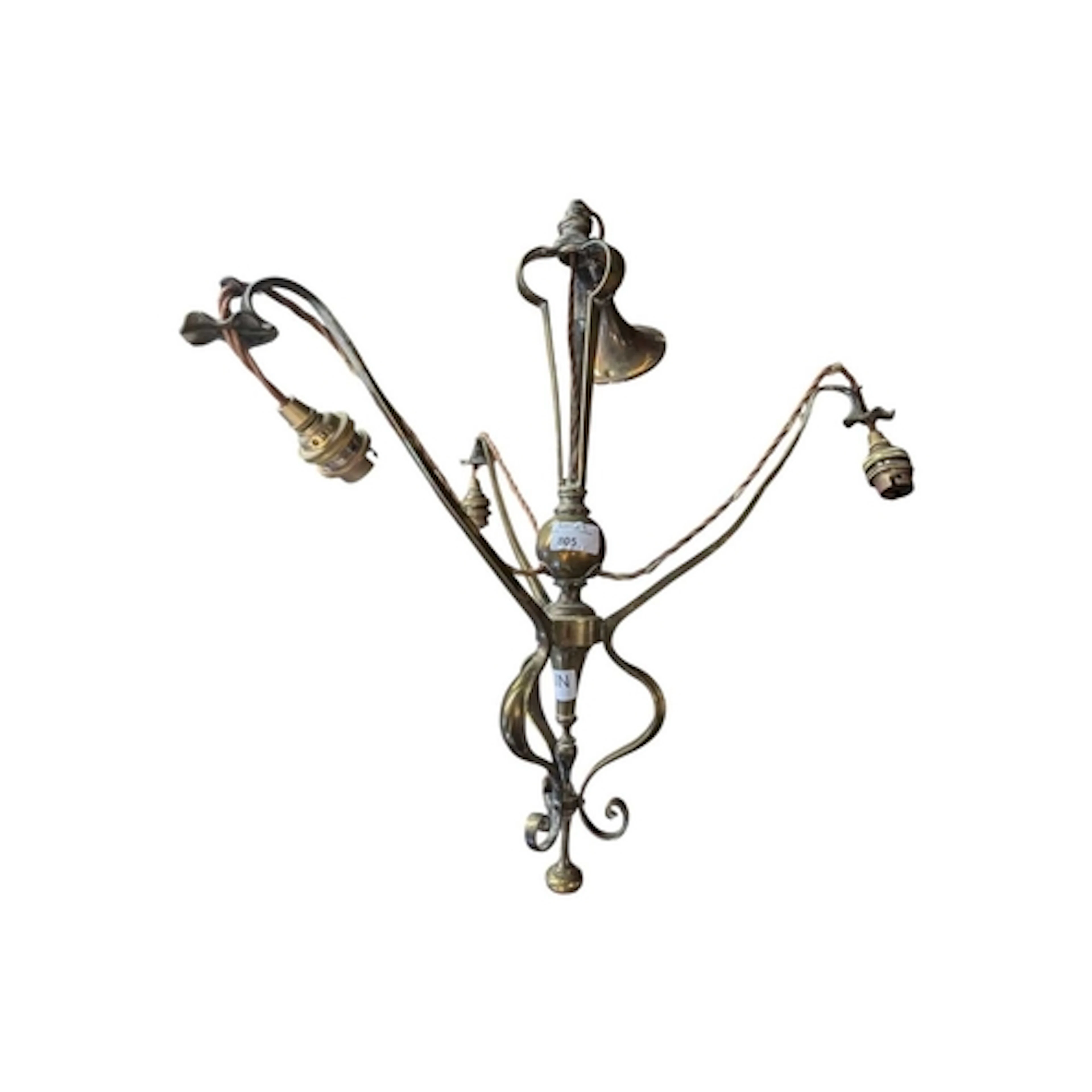Art Nouveau 19th century Victorian three-arm electrolier cei...