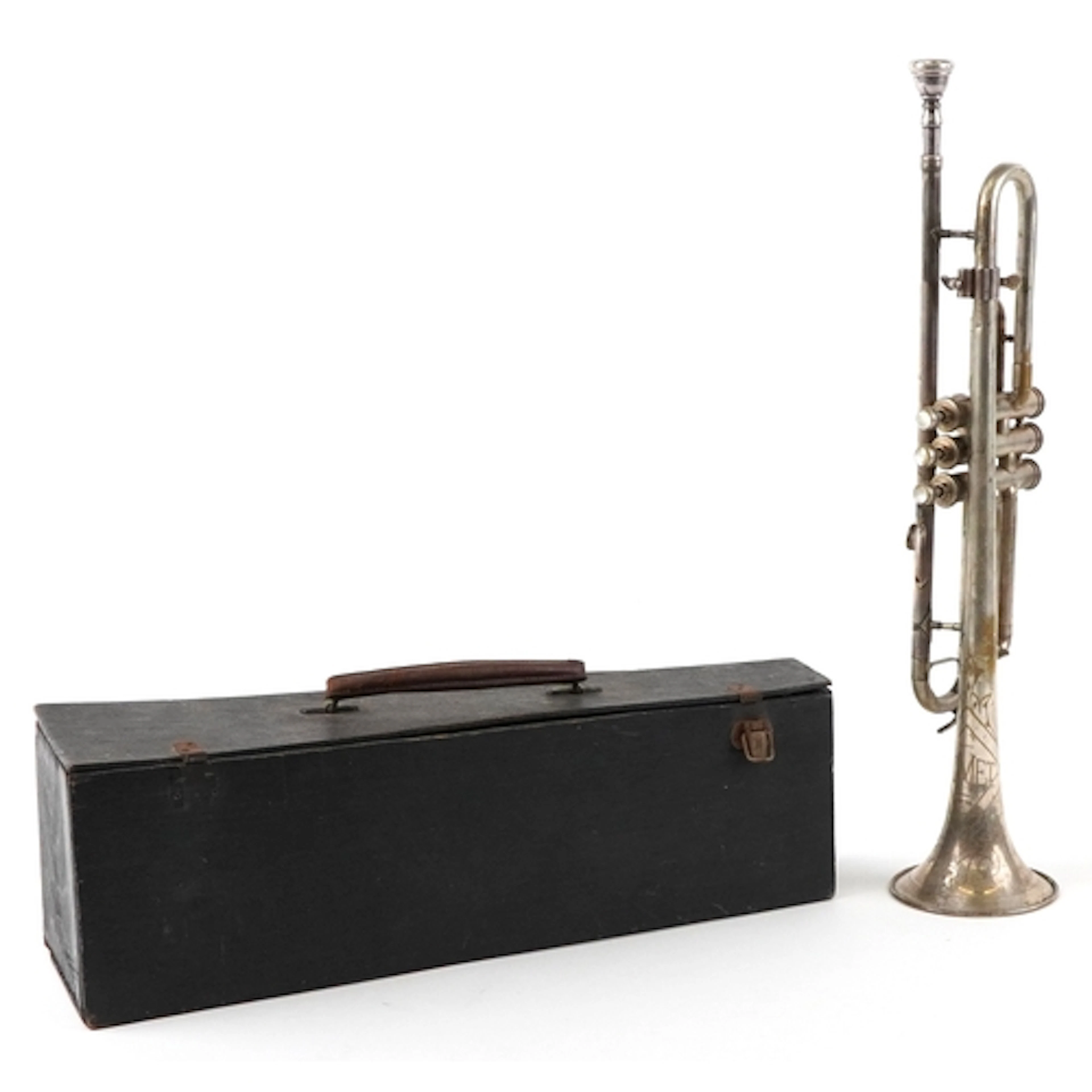 Vintage silver plated Comet trumpet, stamped foreign to the ...