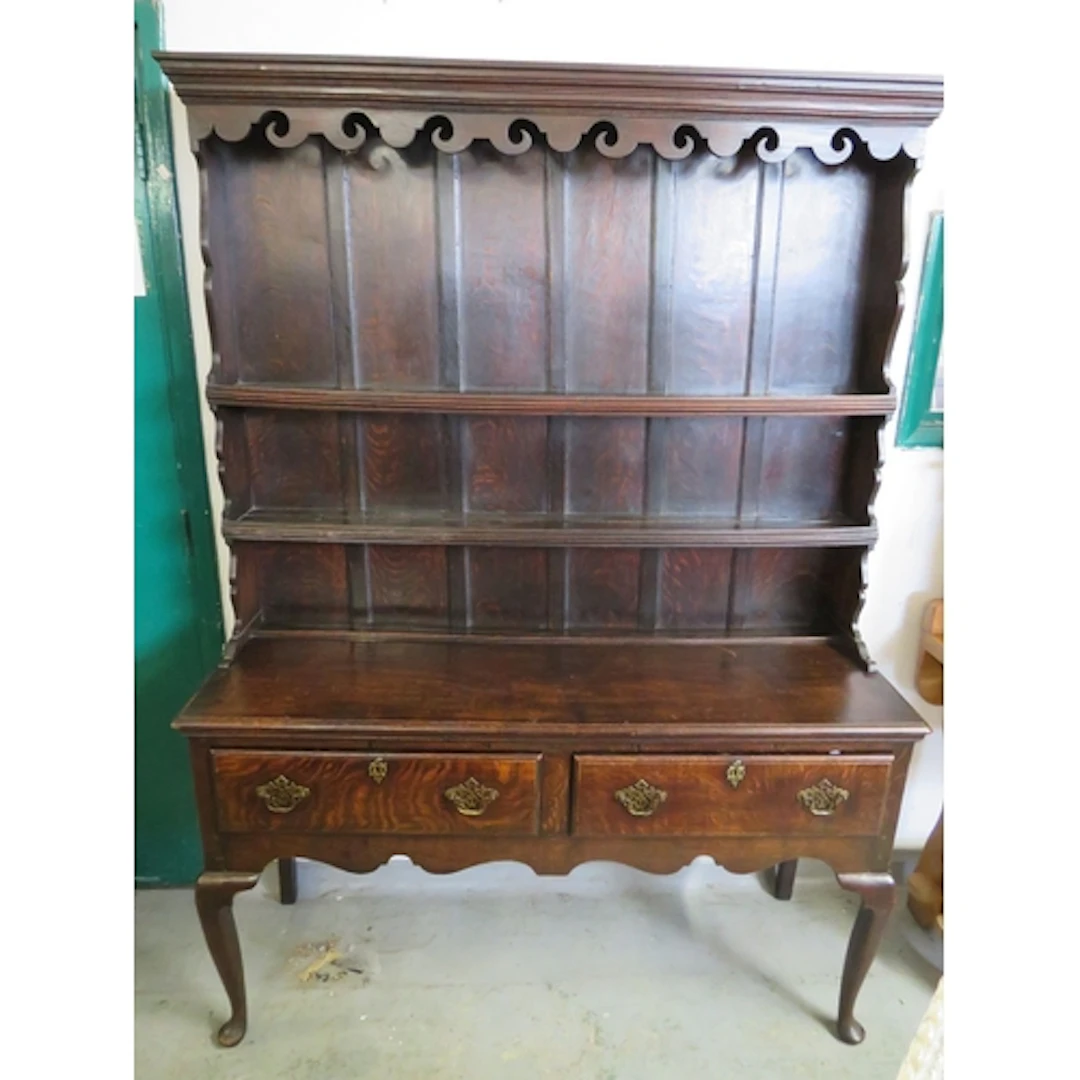 Georgian c1760 Dark Oak Traditional Welsh Dresser, 2 tier pl...