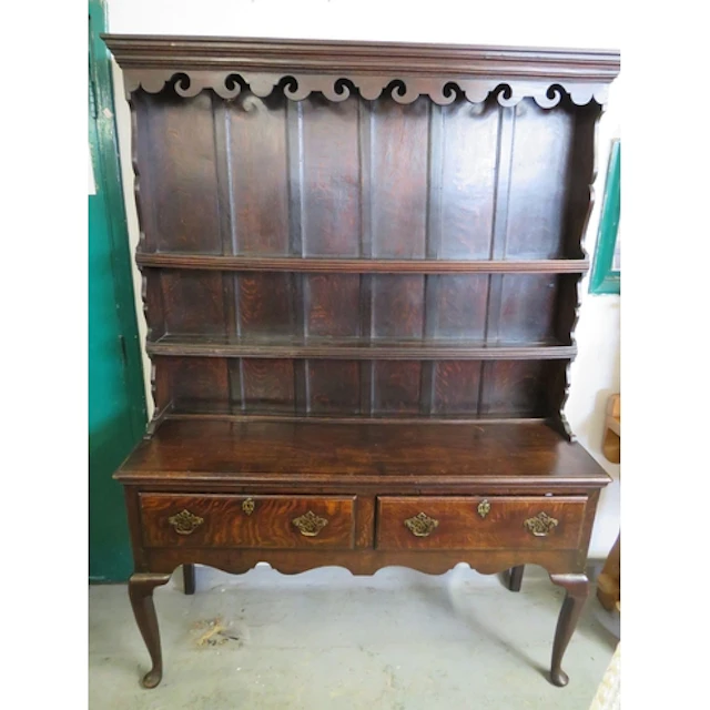 Georgian c1760 Dark Oak Traditional Welsh Dresser, 2 tier pl...
